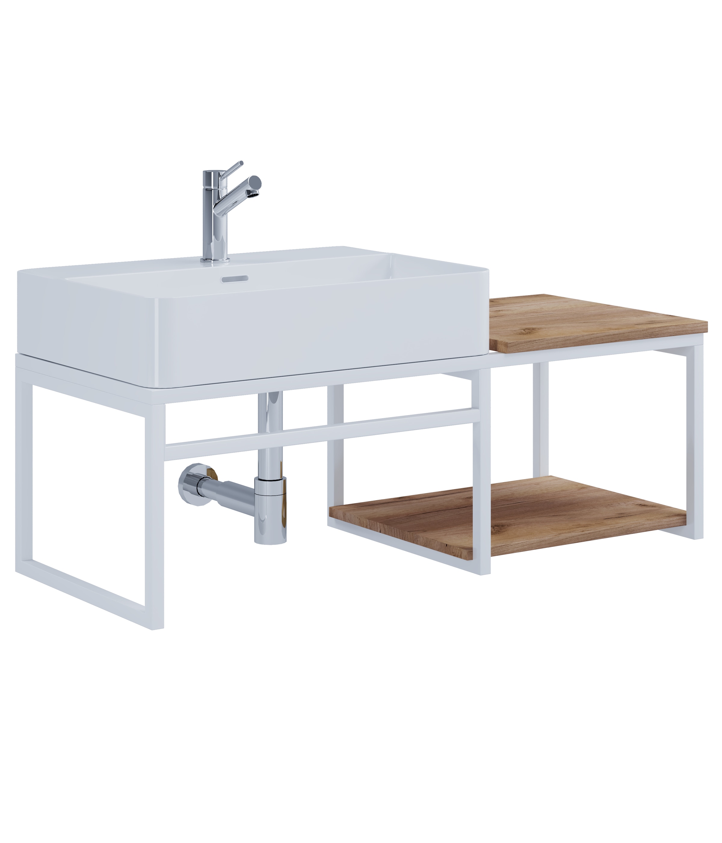 VCM Waschbeckenunterschrank »VCM 2-tlg. Waschplatz Waschtisch Badmöbel Set Waschbecken Holz Metall Industrial Style Bitila 100«, (2 St.)