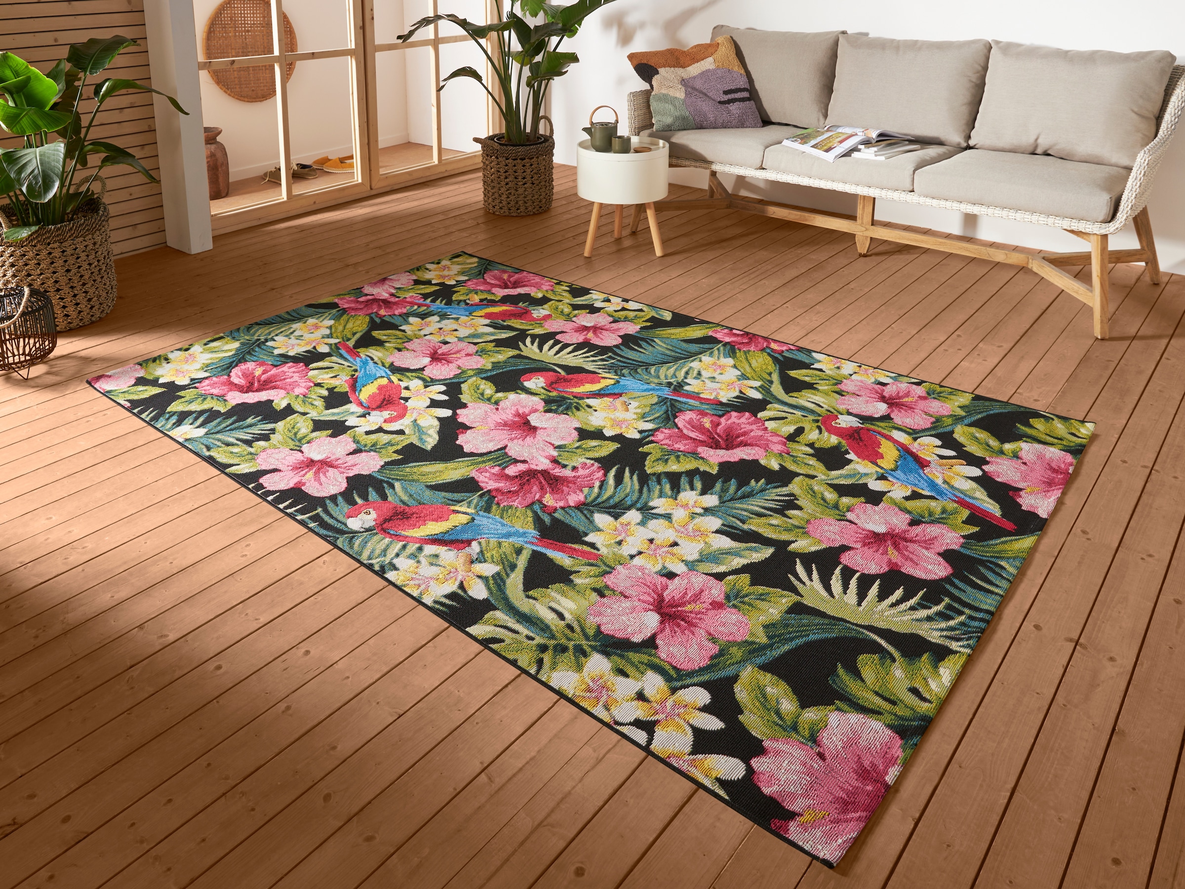 HANSE Home Outdoorteppich "Tropical Feeling" rechteckig 3 mm Höhe In-& Outdoor, Teppich, Wetterfest, Balkon, Garten, Wohnzimmer, Floral