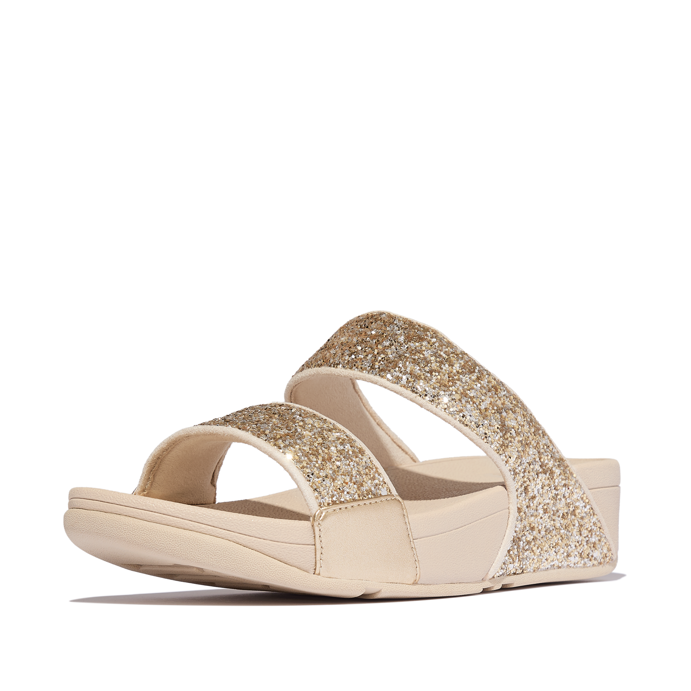 Fitflop Pantolette »LULU MULTI-TONAL GLITTER SLIDES«  Keilabsatz, Sommerschuh, Schlupfschuh mit Glitzer besetzt