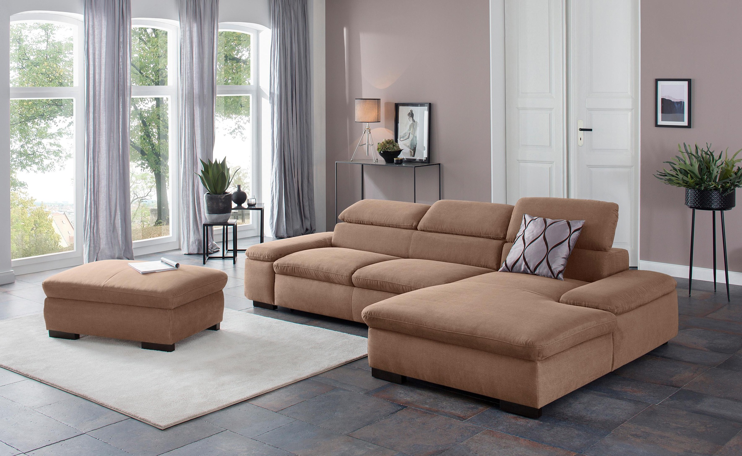 Home affaire Ecksofa »Alberto L-Form«, mit Kopfteilverstellung, wahlweise mit Bettfunktion