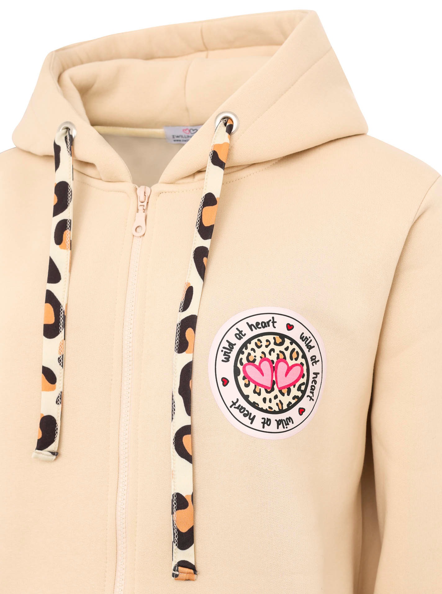 Zwillingsherz Kapuzensweatjacke, Leo-Details, Langarm, Reißverschluss, Baum günstig online kaufen