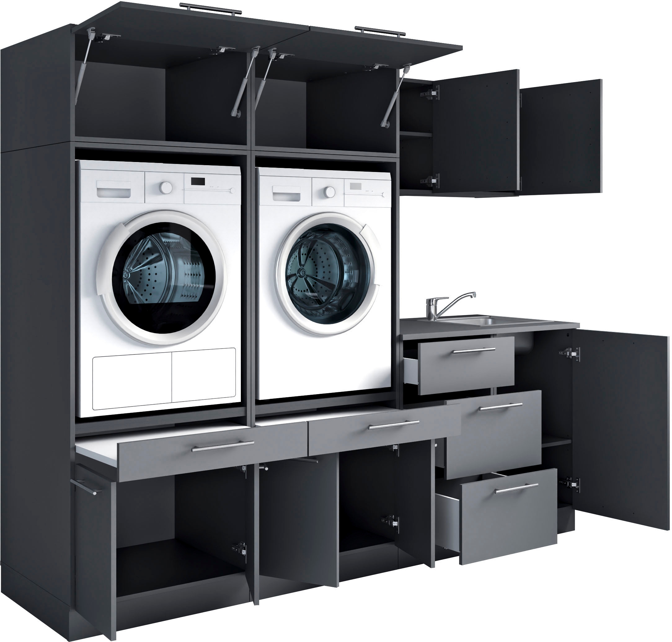 Laundreezy Mehrzweckschrank-Set »Laundreezy, 8-tlg. Mehrzweckschrank-Set B/H/T 236/200/68 cm« 8 Stk. tlg.