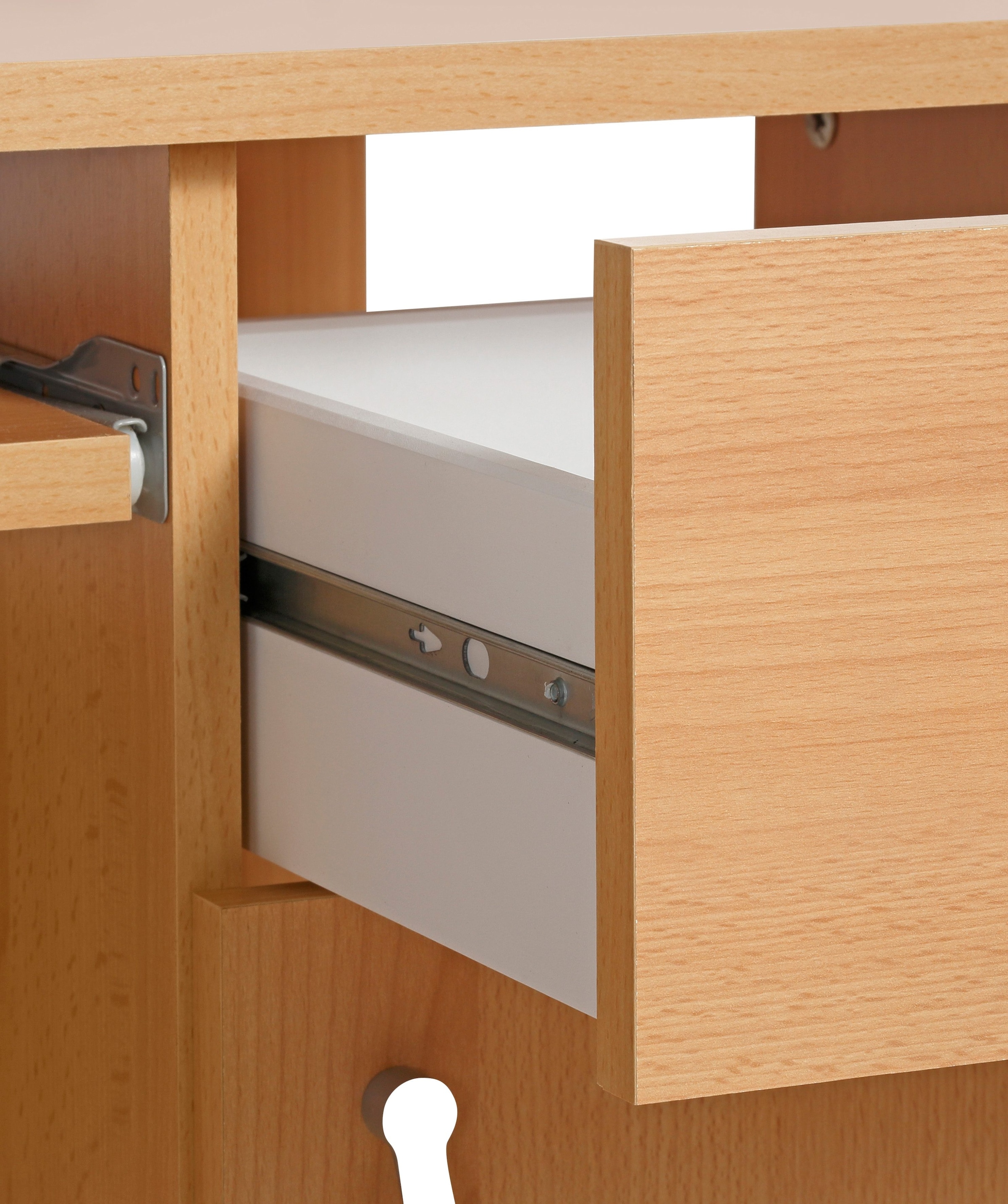 VOGL Möbelfabrik Schreibtisch »Tim mit seitlich offenen Fächern & Tastaturauszug,«, Druckerablage, 1 Schublade, Breite 138 cm, Made in Germany