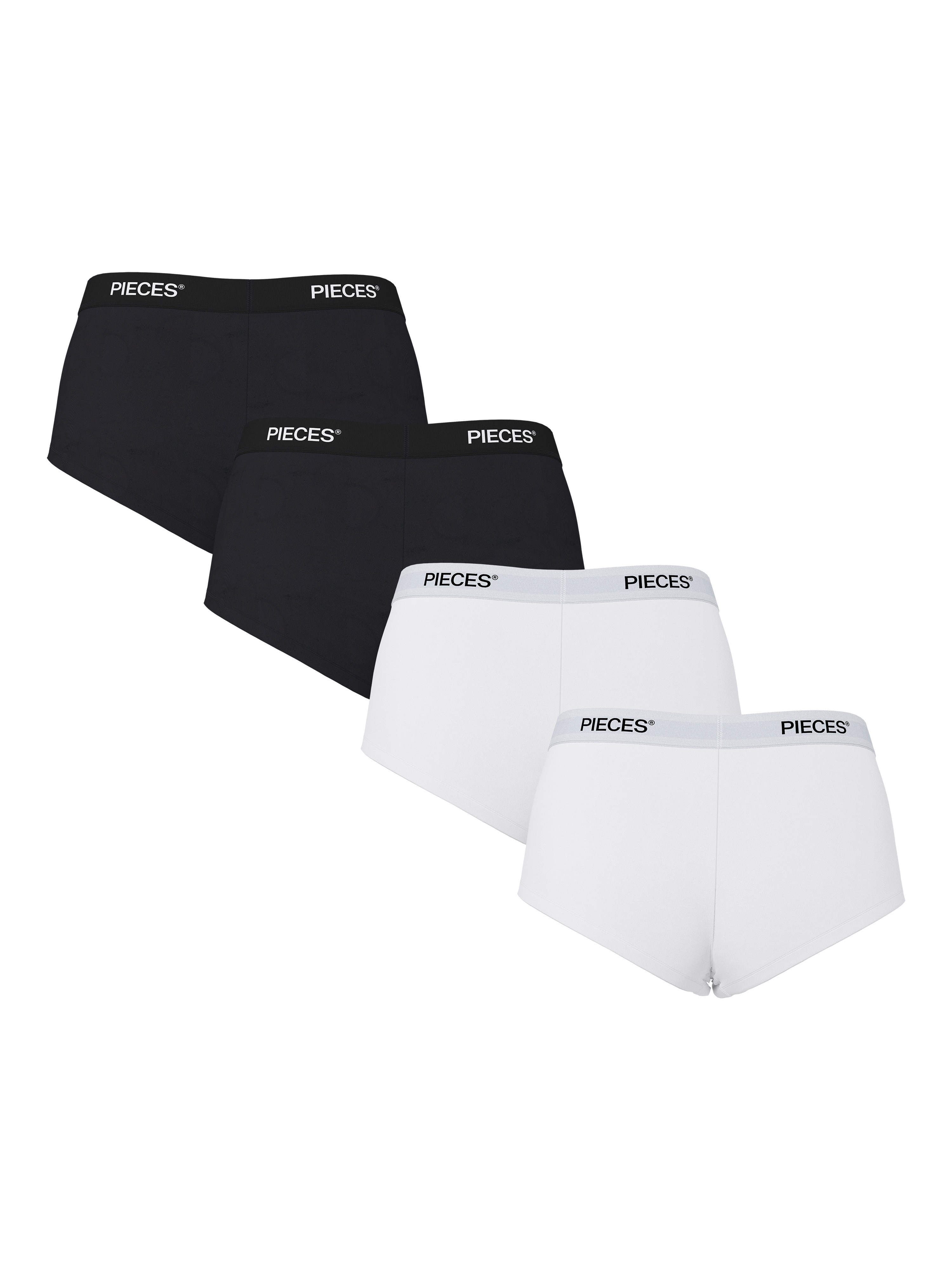 pieces Hipster "PCLOGO LADY 4 PACK SOLID NOOS BC" Packung, 4er-Pack, 4 Stk. Baumwollmischung