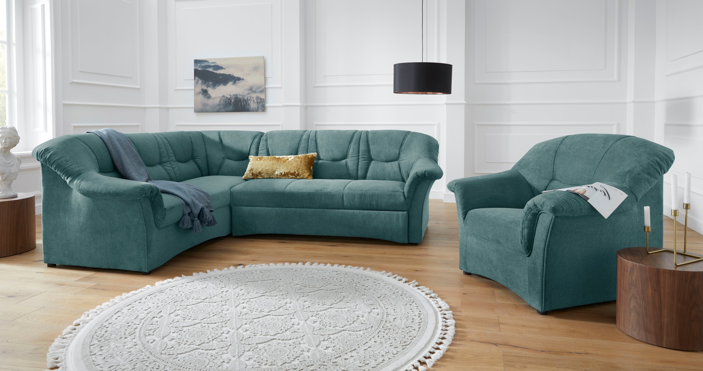 DOMO collection Ecksofa »Sarafina zeitlos und komfortabel, optional mit Federkern, L-Form«, wahlweise mit Bettfunktion