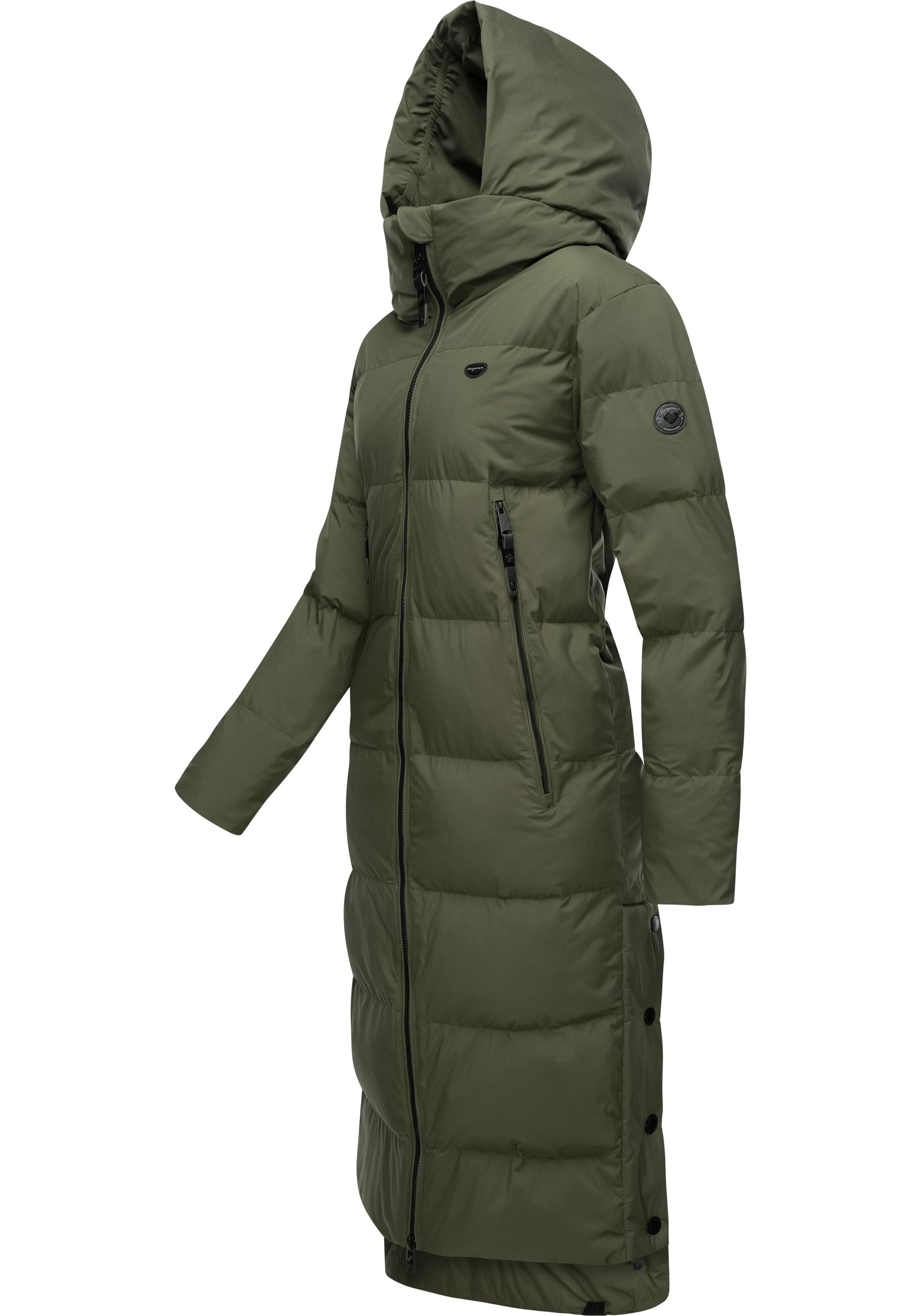 Ragwear Wintermantel »Patrise«, Extralanger Damen Winter Steppmantel mit Gehschlitzen