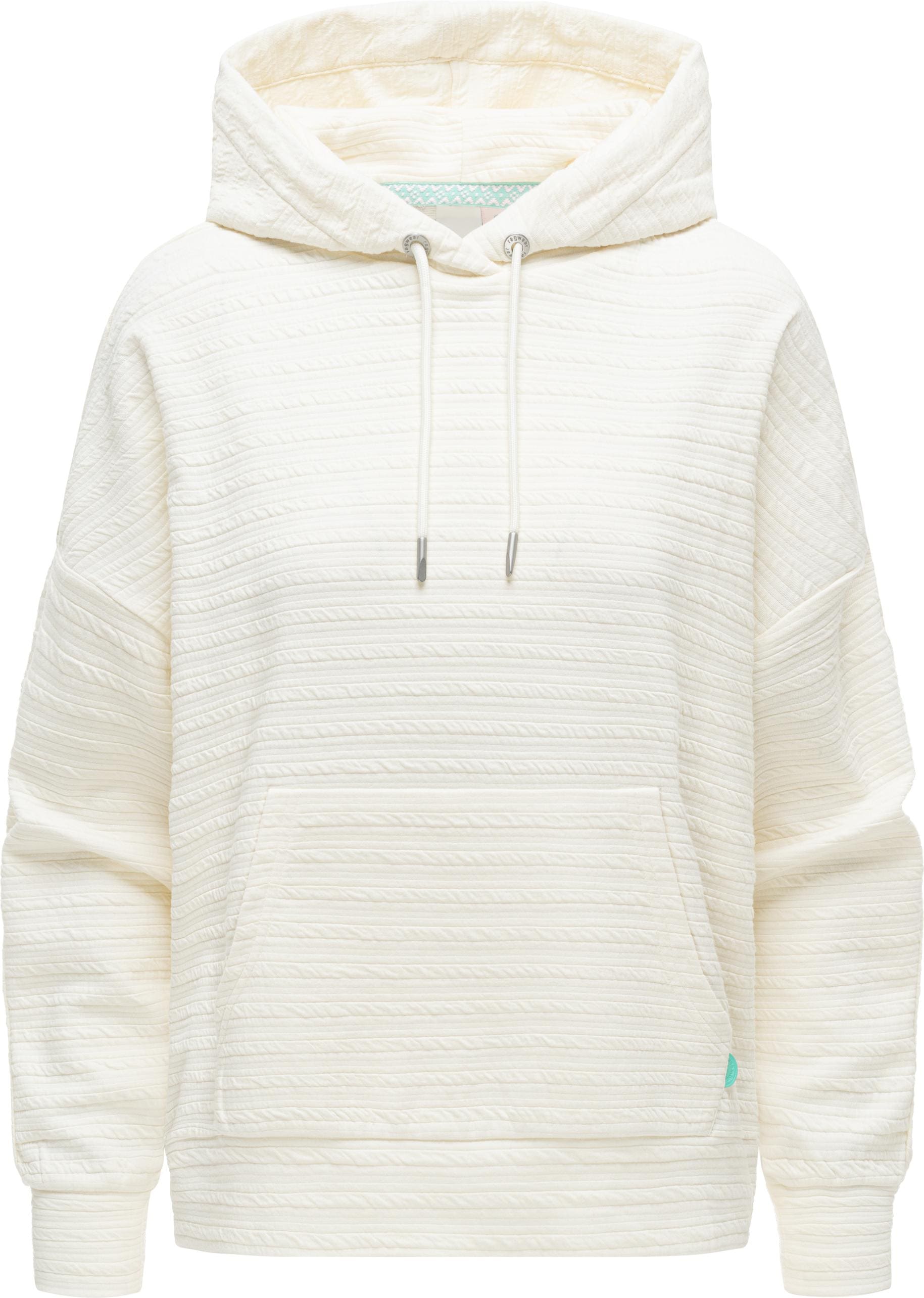 Kapuzenpullover RAGWEAR "Pirita Crepe", Damen, Gr. XXL (44), ivory, Sweatware, Material: 65% Baumwolle, 27% Polyester, 6% Viskose, 2% Elasthan, lässig geschnitten hüftbedeckend, hoch geschlossener Ausschnitt, Ärmel ohne Ärmelschlitz abgesteppte Kante, Pul