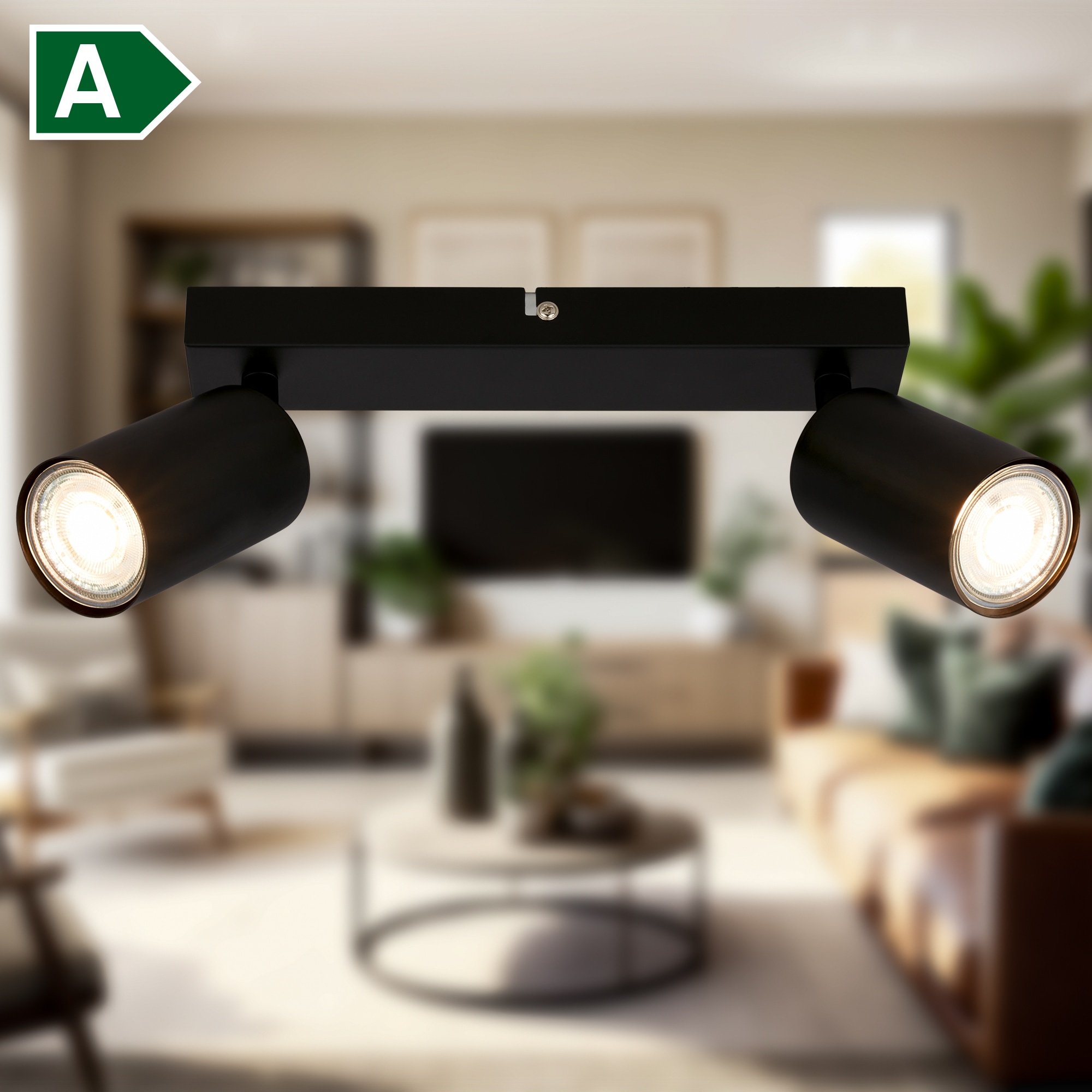 B.K.Licht Deckenstrahler »BK_DS1629 EEK A LED Deckenlampe, Schwenkbar, Deckenspot«, 2 flammig, Leuchtmittel GU10 | LED wechselbar, Inkl. 2x GU10, 3.000 K, 450Lm, 2W, 15,5 x 5,5 x 25,5 cm, Schwarz