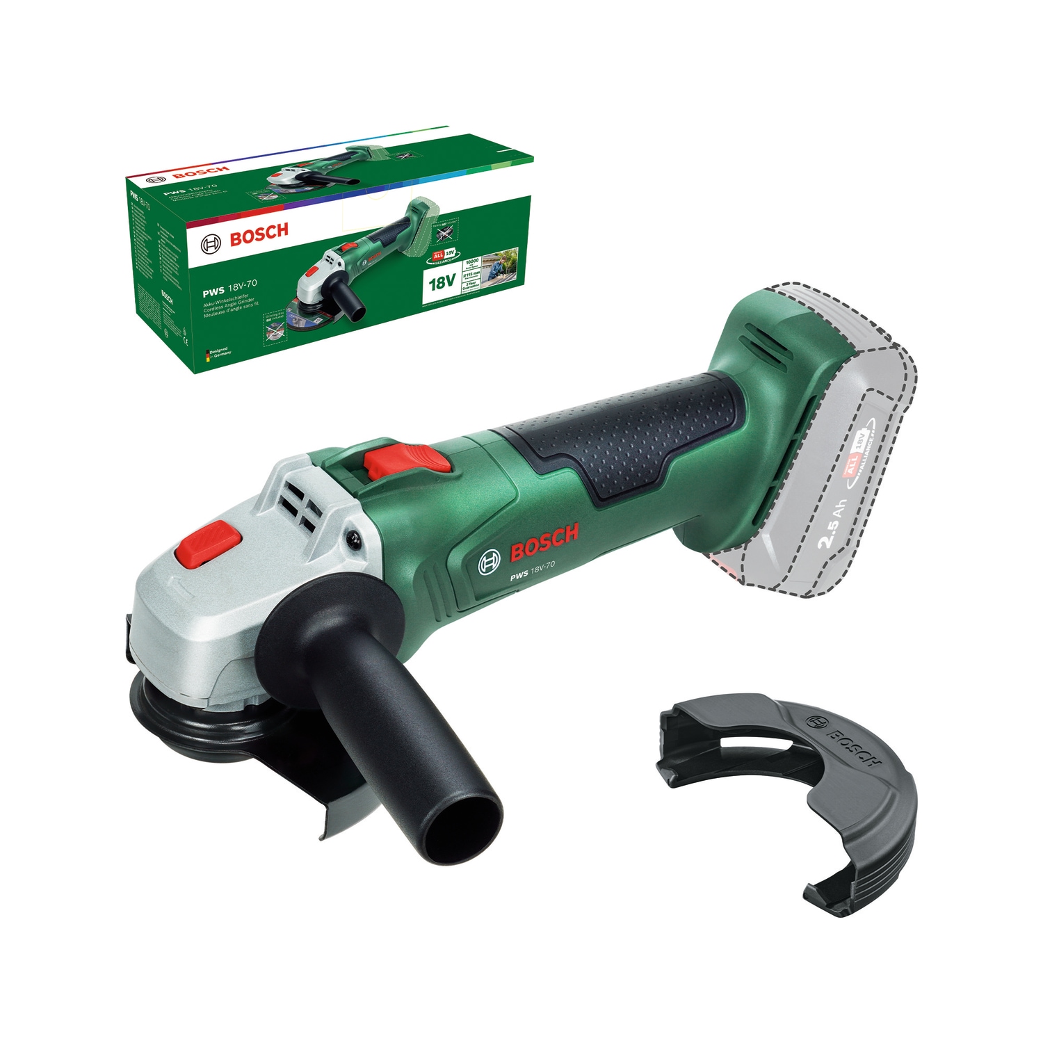 Bosch Home & Garden Akku-Winkelschleifer "PWS 18V-70 (125mm) solo" ohne Akku und Ladegerät