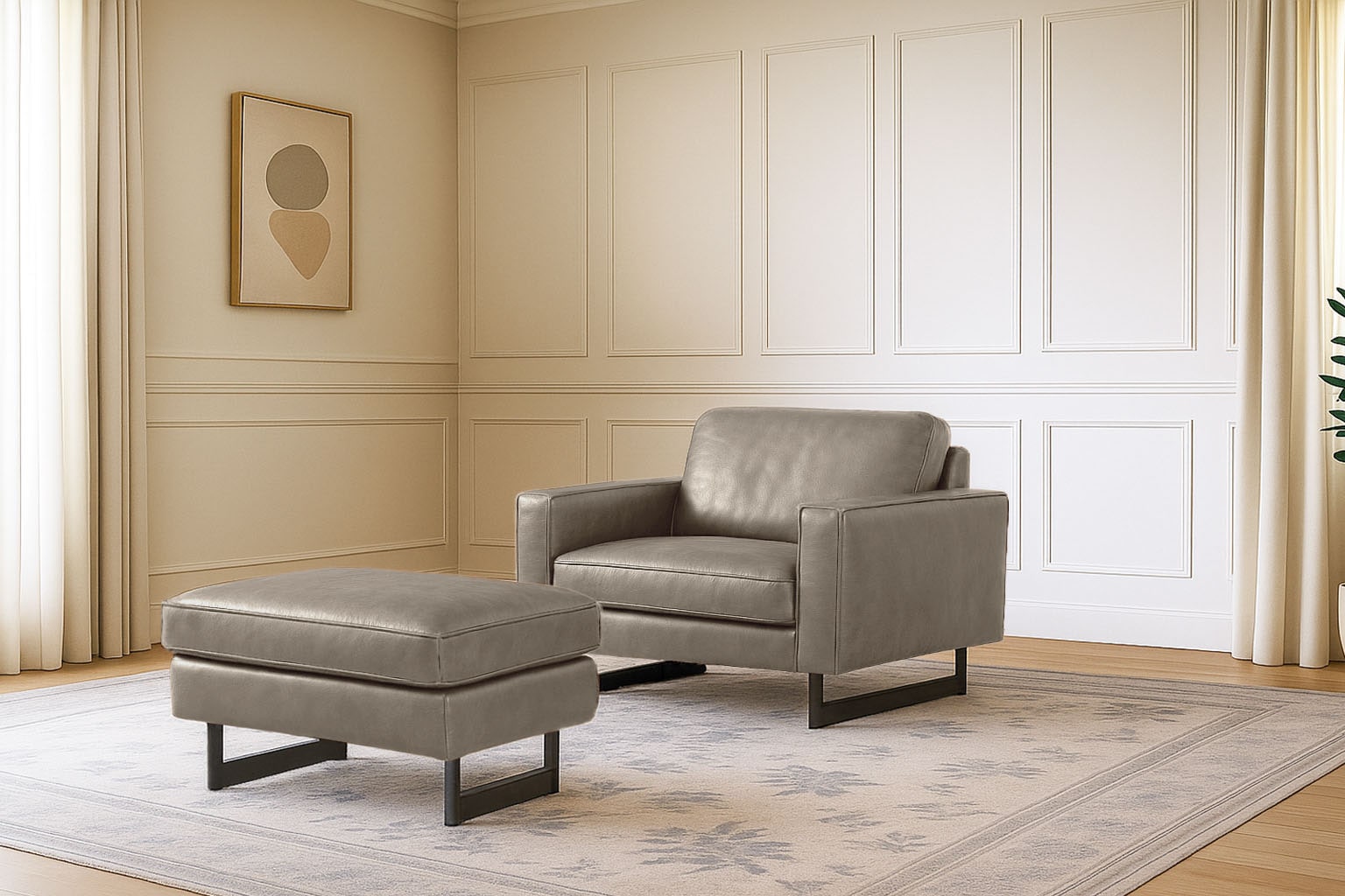 Places of Style Loveseat »Pinto 105 cm, Cord, Chenille, Lederoptik«, mit Keder, Metallfüßen und auch in Cord Bezug erhältlich