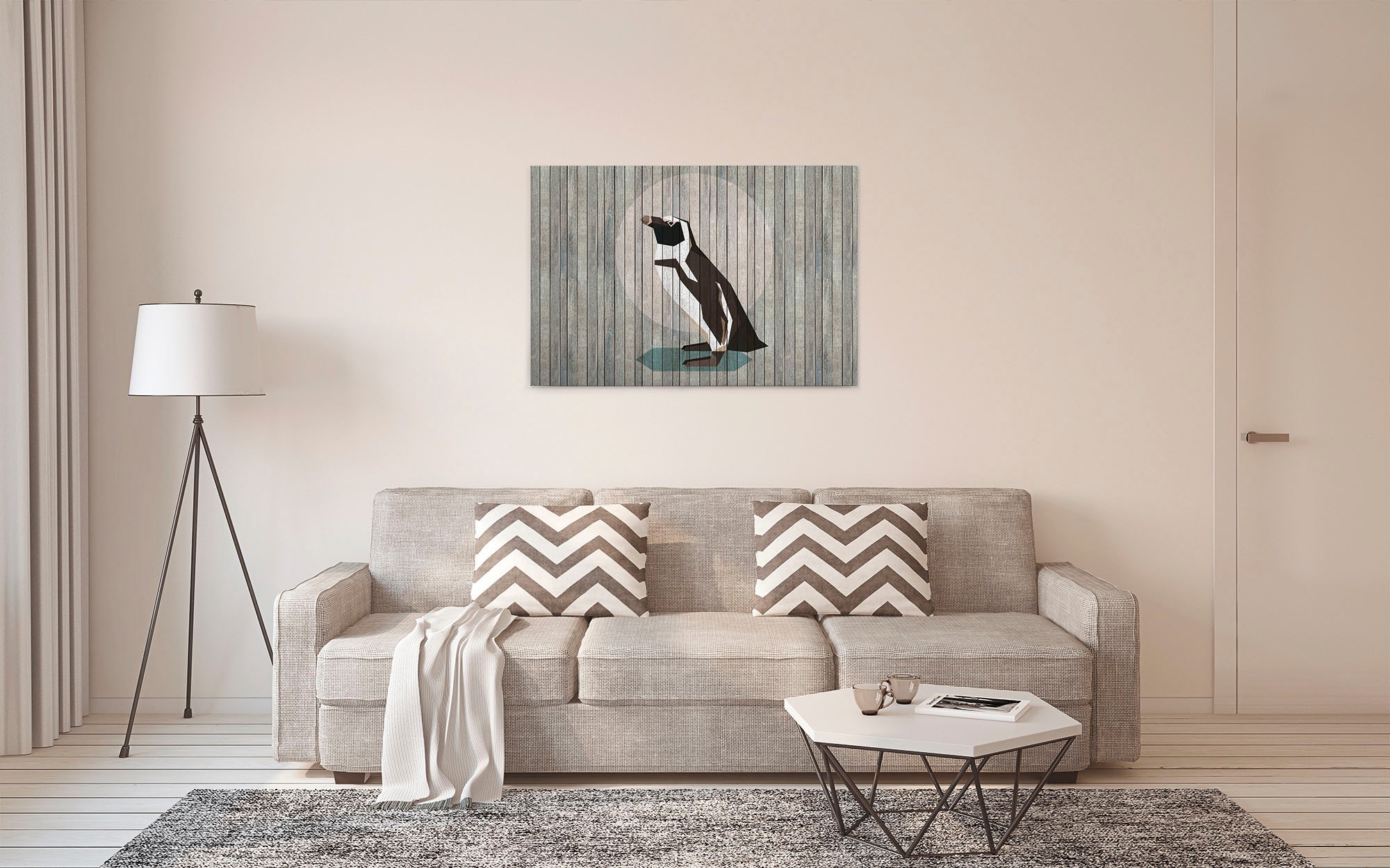 A.S. Création Leinwandbild »born to be wild 4«, Tiere, (1 St.), Keilrahmen Bild Holzoptik Pinguin Tiere