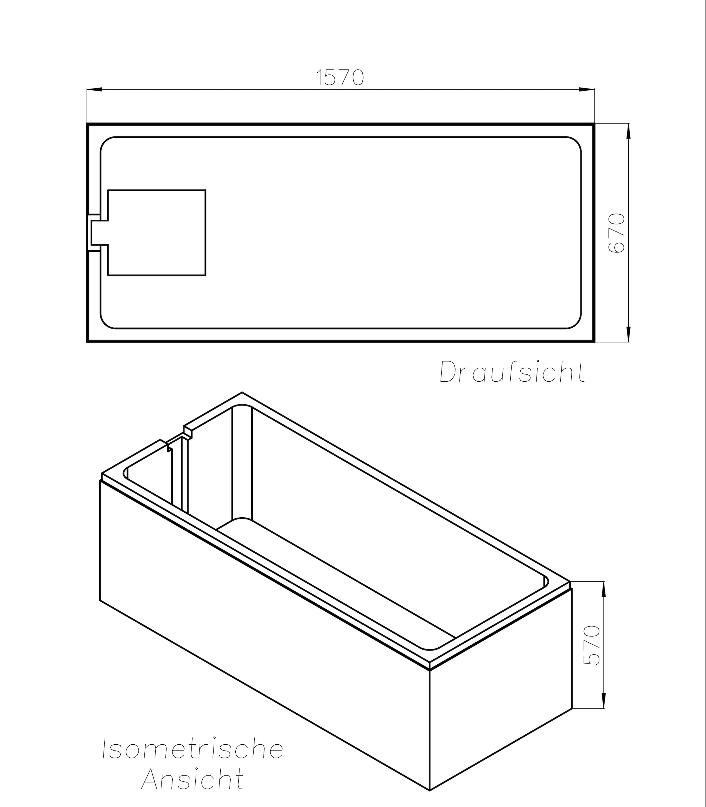 OTTOFOND Badewanne »Set Körpferformbadewanne«, (3 tlg.), 1600/700 mm, Körperformbadewanne