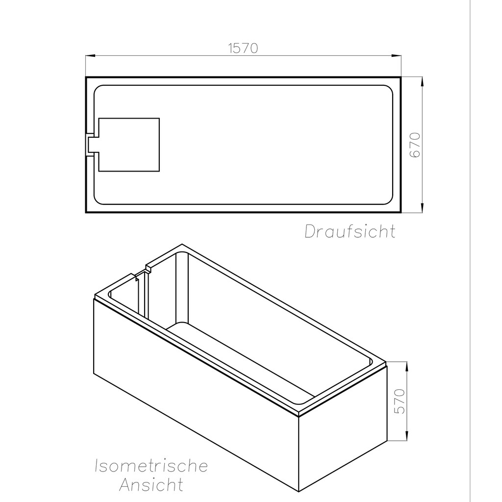 OTTOFOND Badewanne »Set Körpferformbadewanne«, (3 tlg.)