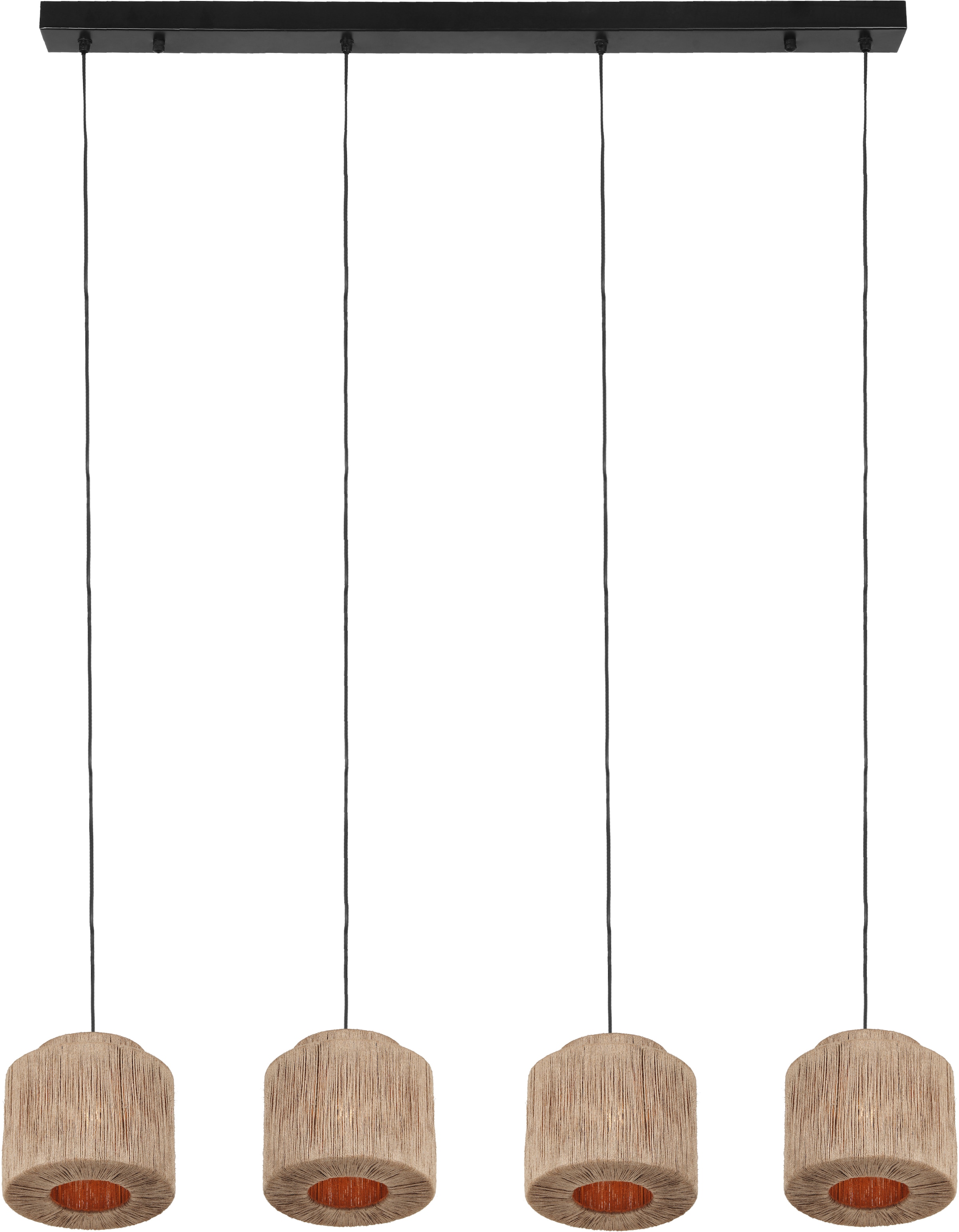 TRIO Leuchten Pendelleuchte »SMILLA, 4-flammige Hängelampe mit Jute Lampenschirmen Breite 121cm« E27 1 Stk. warmweiß - kaltweiß Höhe max 150 cm, exkl 4x E27 max 10W, Hängeleuchte Esstisch Küche