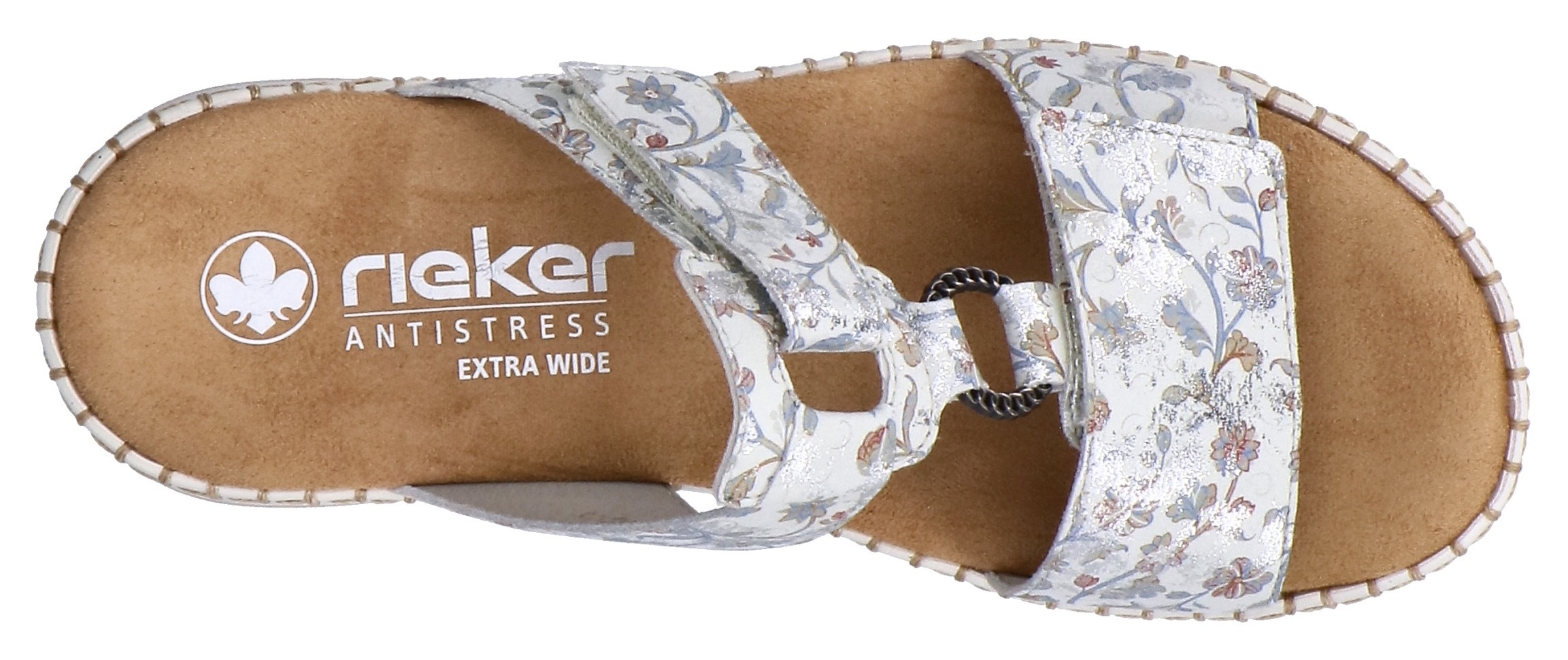 Rieker Pantolette  Sommerschuh, Urlaubsschuh, Strandschuh mit floralem Muster