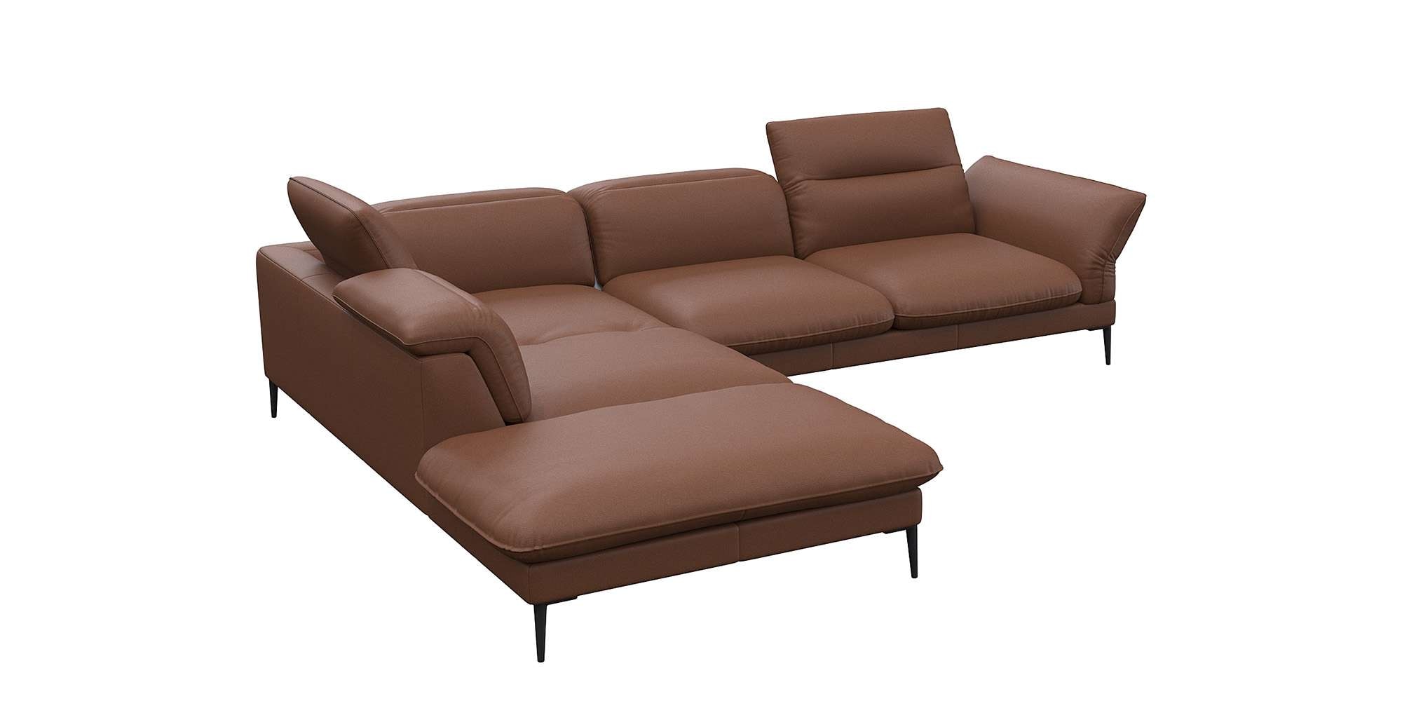 FLEXLUX Ecksofa »Salino, Funktionssofa mit Ottomane, Relaxsofa, Ecksofa«, Sofa mit Arm- und Kopfteil-Verstellungen, Kaltschaum & Stahl-Wellen