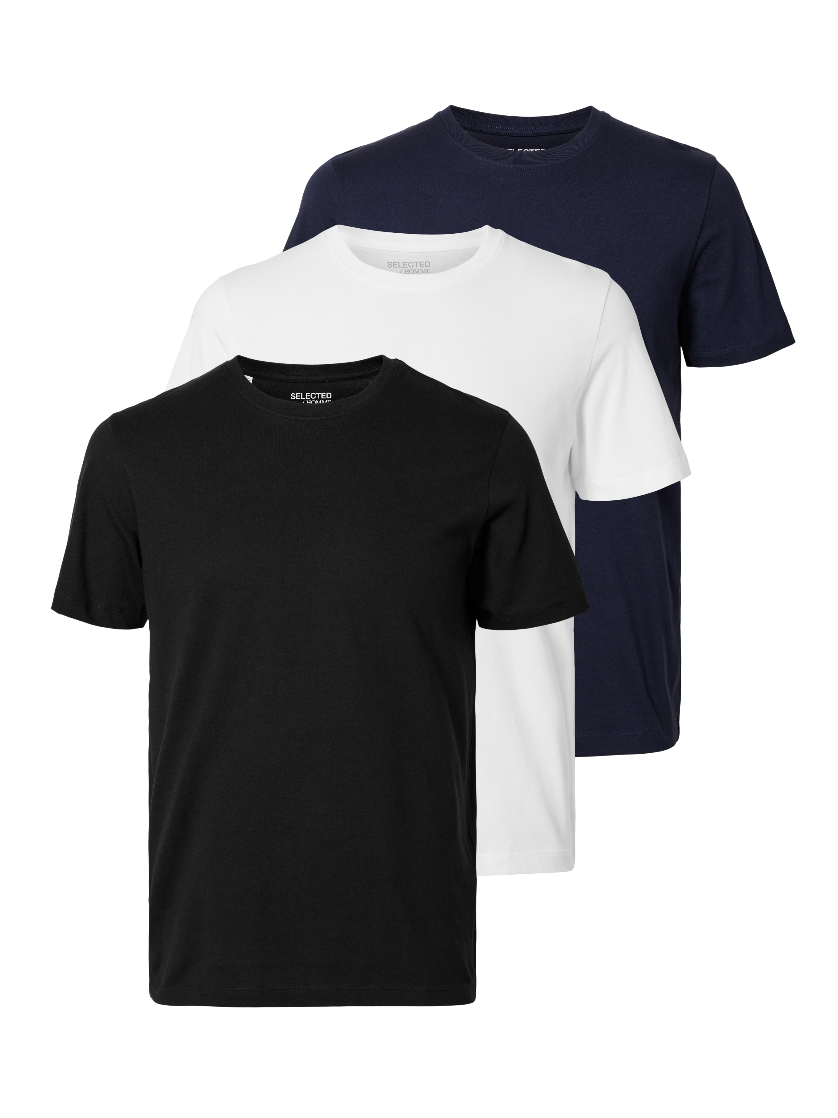 SELECTED Rundhalsshirt "SLHCORMAC SS O-NECK TEE 3-PACK NOOS" Packung, 3 Baumwolle, normal geschnitten, 3-er Pack