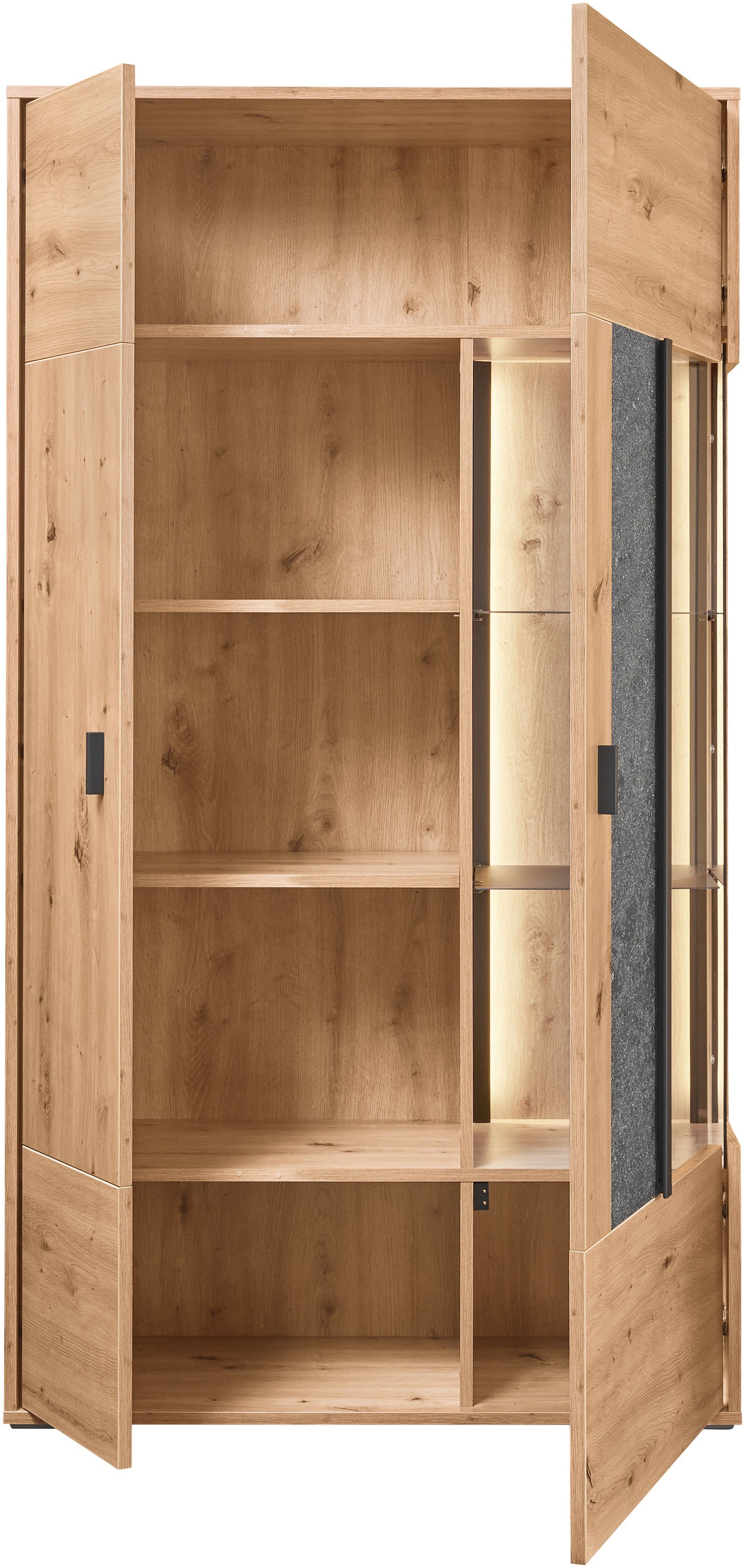 set one by Musterring Vitrine »Deltona«, mit Sandsteinelement, inkl. Beleuchtung, zwei Farben, B94 x H170 cm