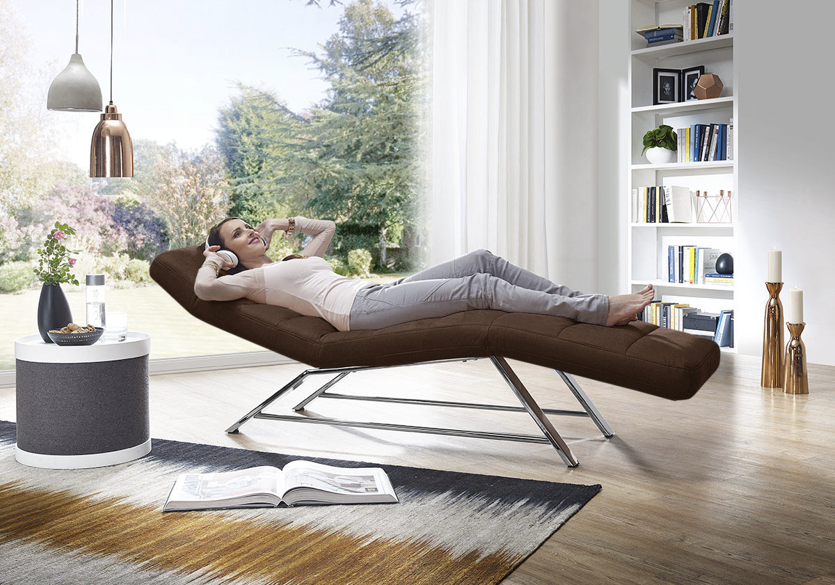 W.SCHILLIG Relaxliege "daily dreams bequem und elegant, B/T 75/170cm" Funktionsliege wahlweise mit Motor, Gestell Chrom, Breite 75 cm