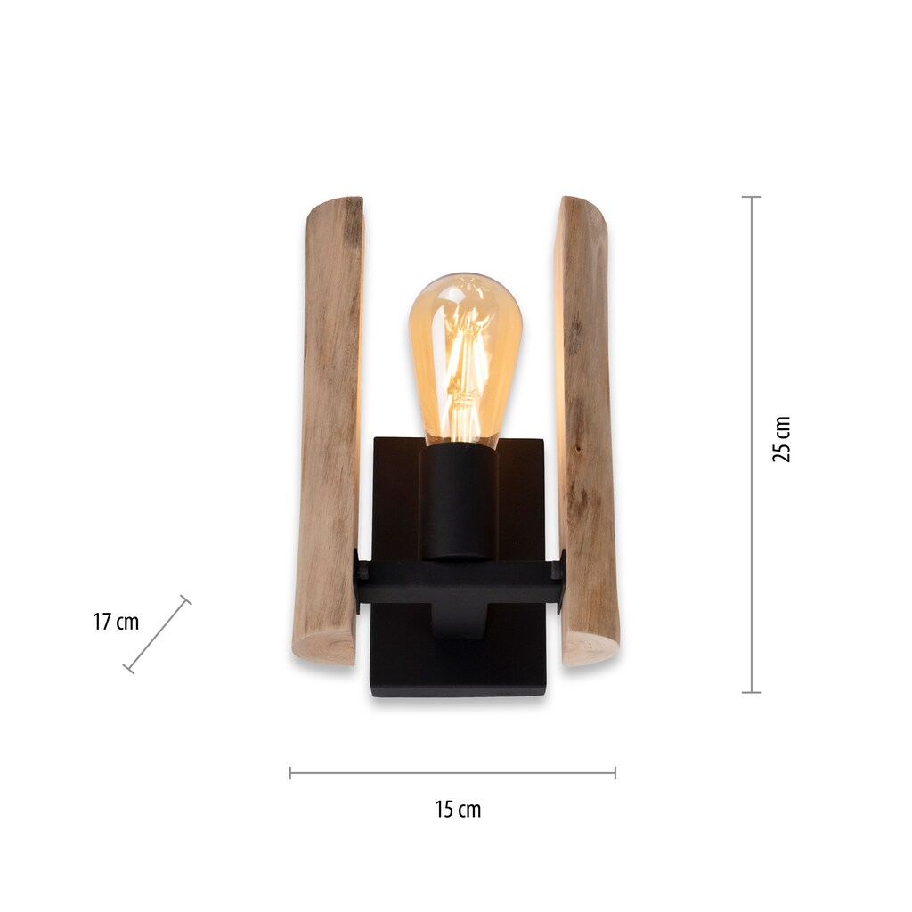 JUST LIGHT Wandleuchte »LOG«, 1 flammig-flammig