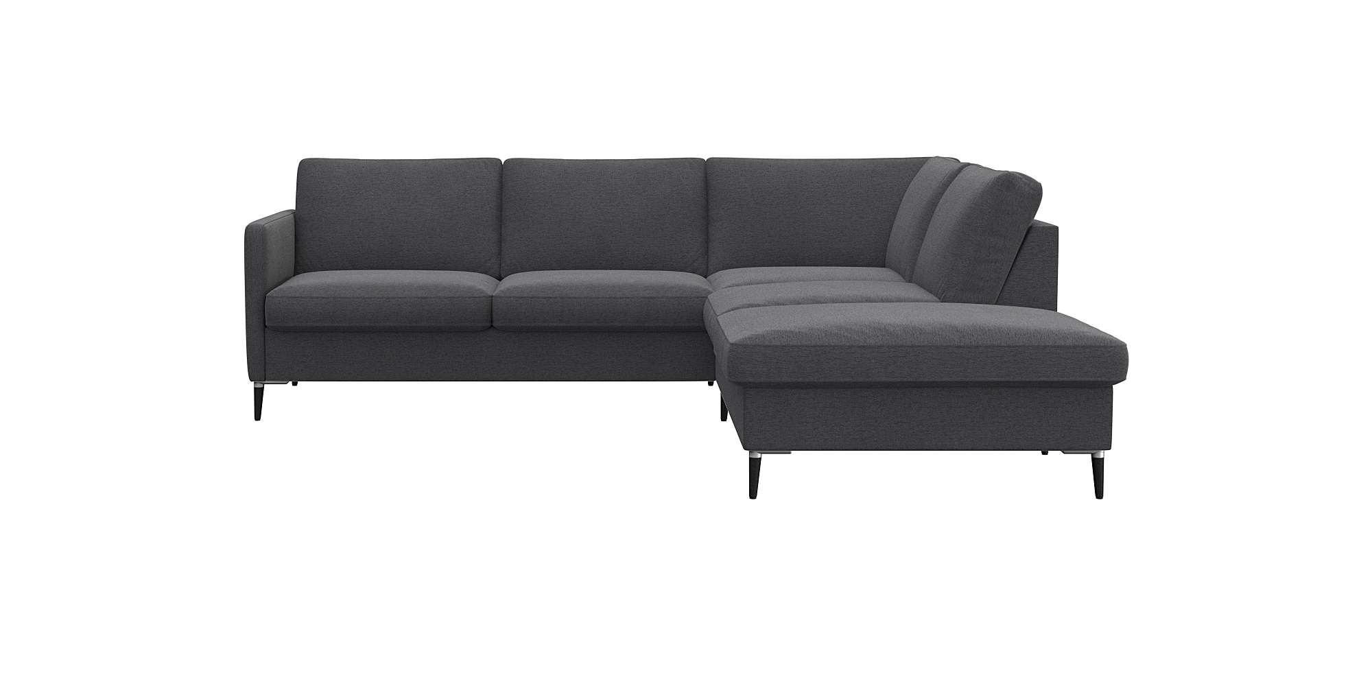Ecksofa FLEXLUX, B:234cm H:85cm T:225cm, grau, 100% Polyester, Wohnzimmer, Sofas, "Fiore, L-Form", schmale Armlehnen, Füße Alu/schwarz, B/T
