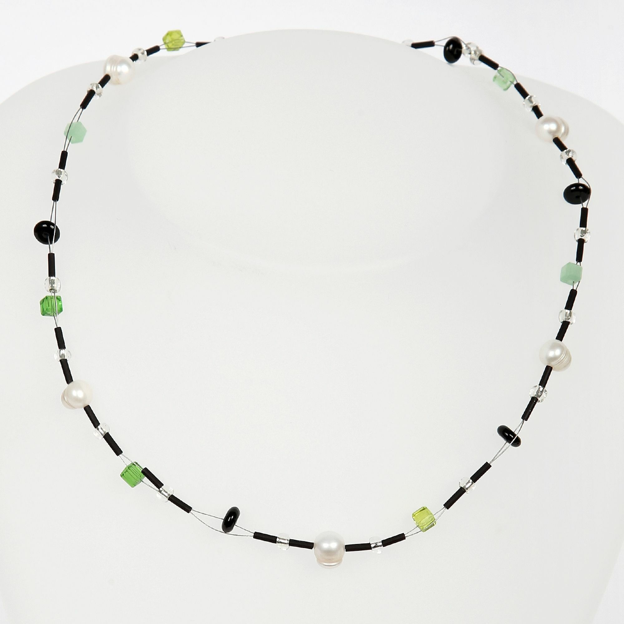 DeMarie Collierkettchen »Edelstahl Perle Onyx Acryl Kristall«