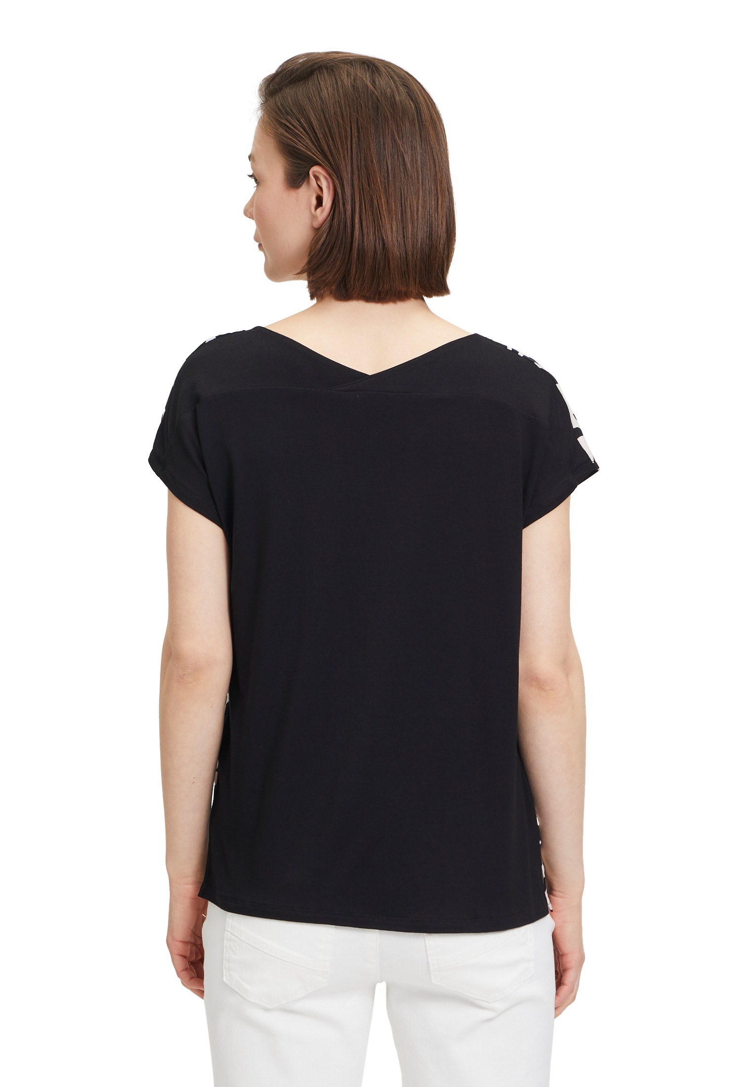 Betty&Co Kurzarmshirt »Betty & Co Blusenshirt mit Webbesatz«, (1 tlg.), Druck