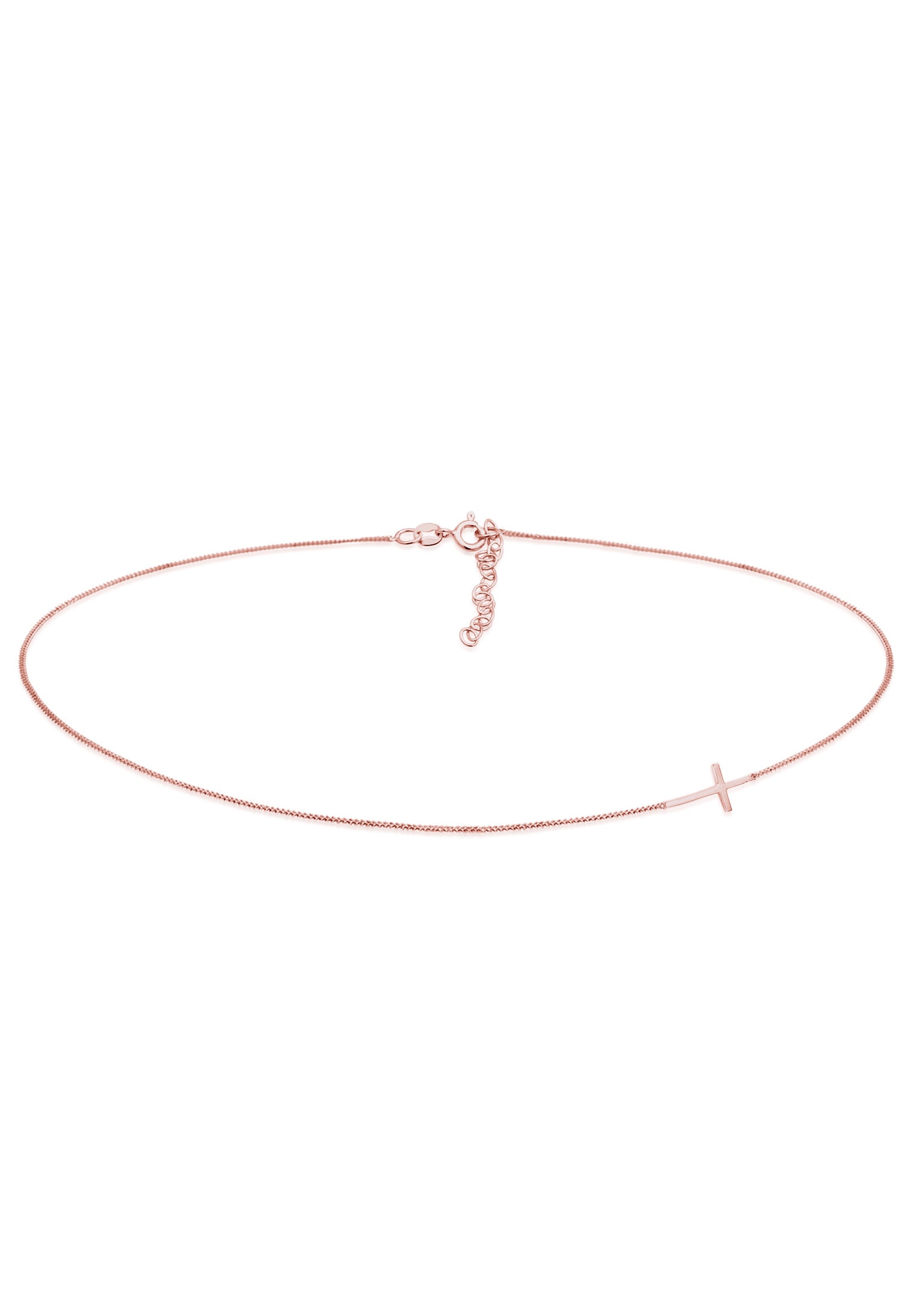 ELLI Damen Choker "Halskette Choker Kreuz Symbol Trend 925 Silber", ohne Stein, Silber 925 (Sterlingsilber), rosa, Silber 925 (Sterlingsilber),