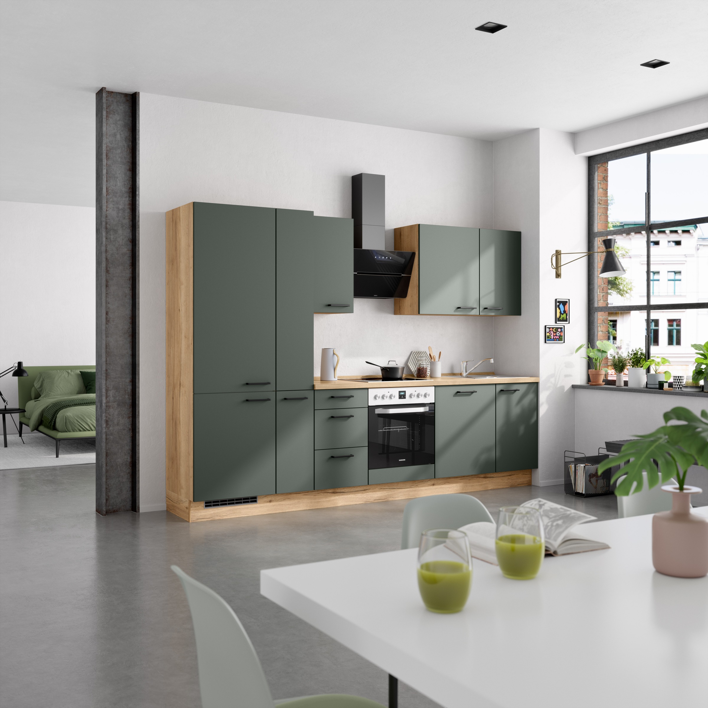 nobilia® Küchenzeile »"Easytouch II"«, vormontiert, Ausrichtung wählbar, Breite 300 cm, wahlw. mit E-Geräten