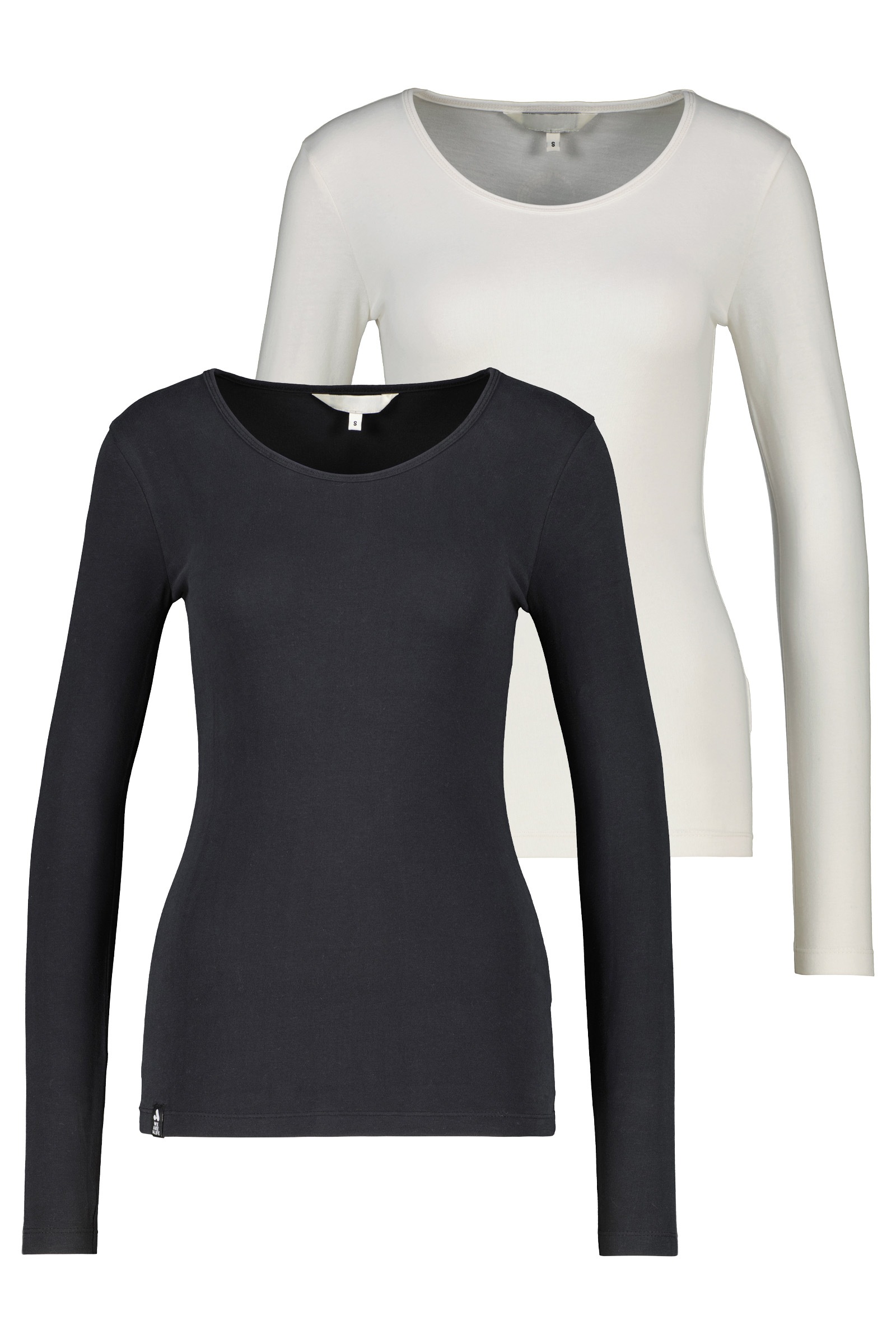 Langarmshirt ALIFE & KICKIN "Damen EvelynAK A", Damen, Gr. M, schwarz, weiß, 95% Baumwolle, 5% Elasthan, Shirts Langarmshirt