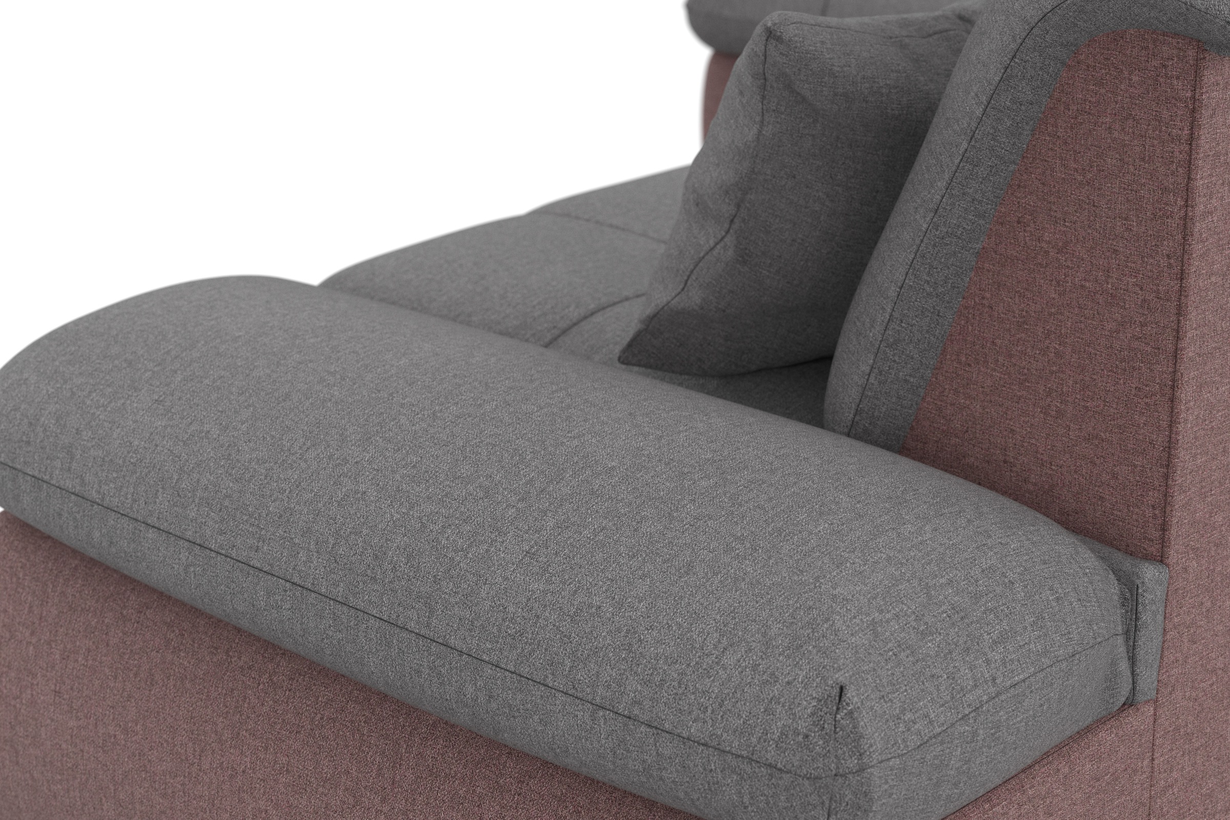 DOMO collection Ecksofa »Moric, L-Form, XXL-Sofa - Breite 300cm«, wahlweise mit Bettfunktion und Armteilverstellung, beere-grau