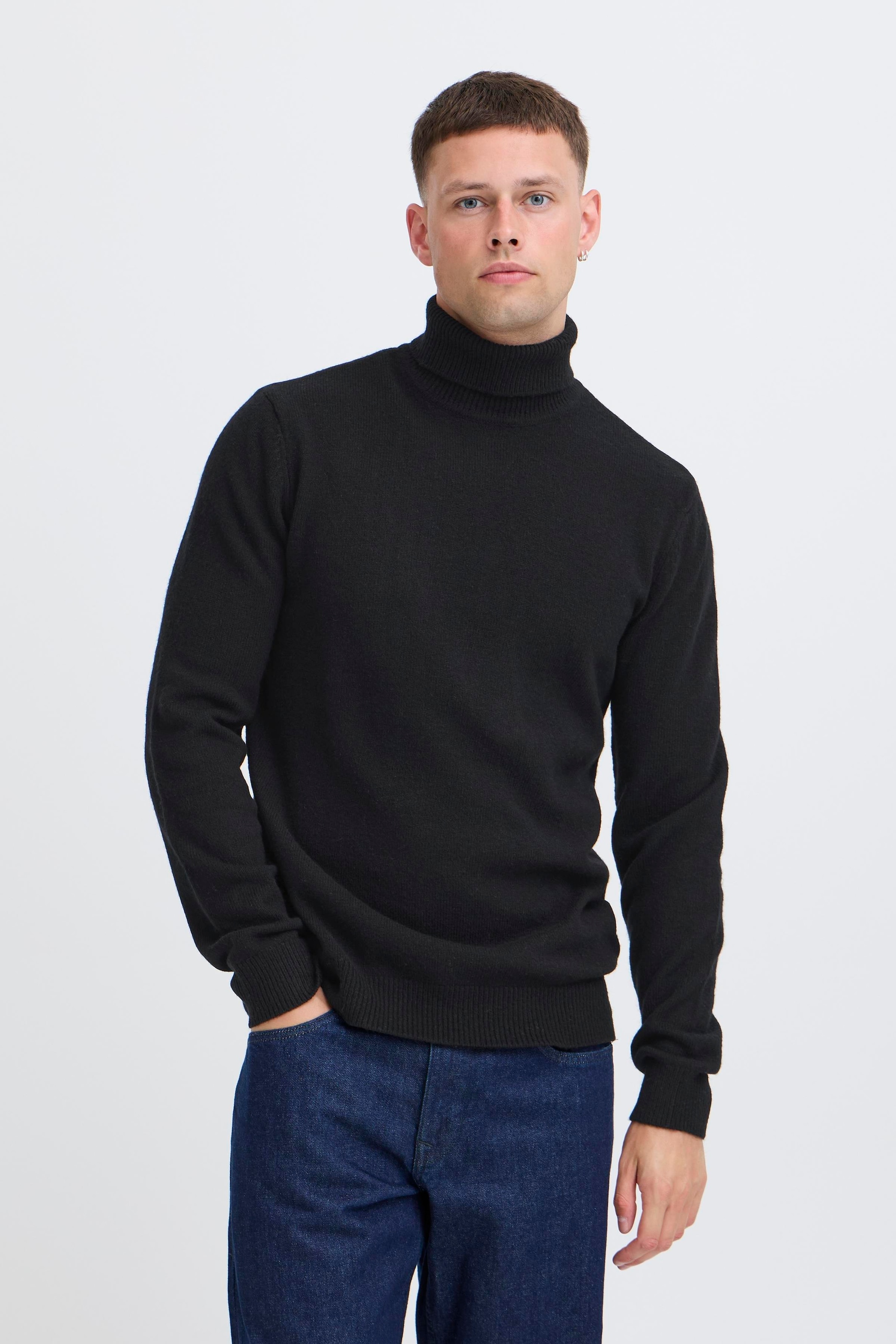 Blend Rollkragenpullover "BHBRANKO ROLL KNIT" mit Markenlabel, aus Wollmischung, Regular Fit, hüftlang