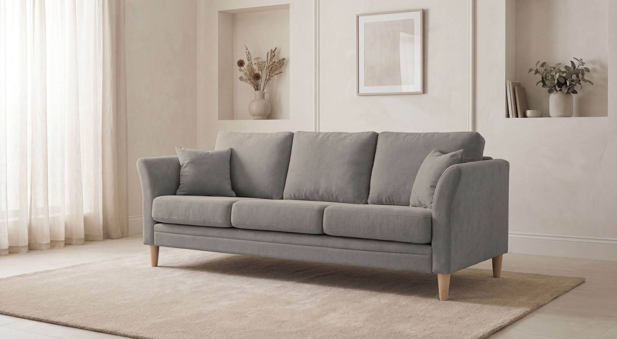 OTTO home 3-Sitzer "Arellano, Breite 217 cm" klassisches Design, 2 Zierkissen inklusive, Webstoff fein, Chenille