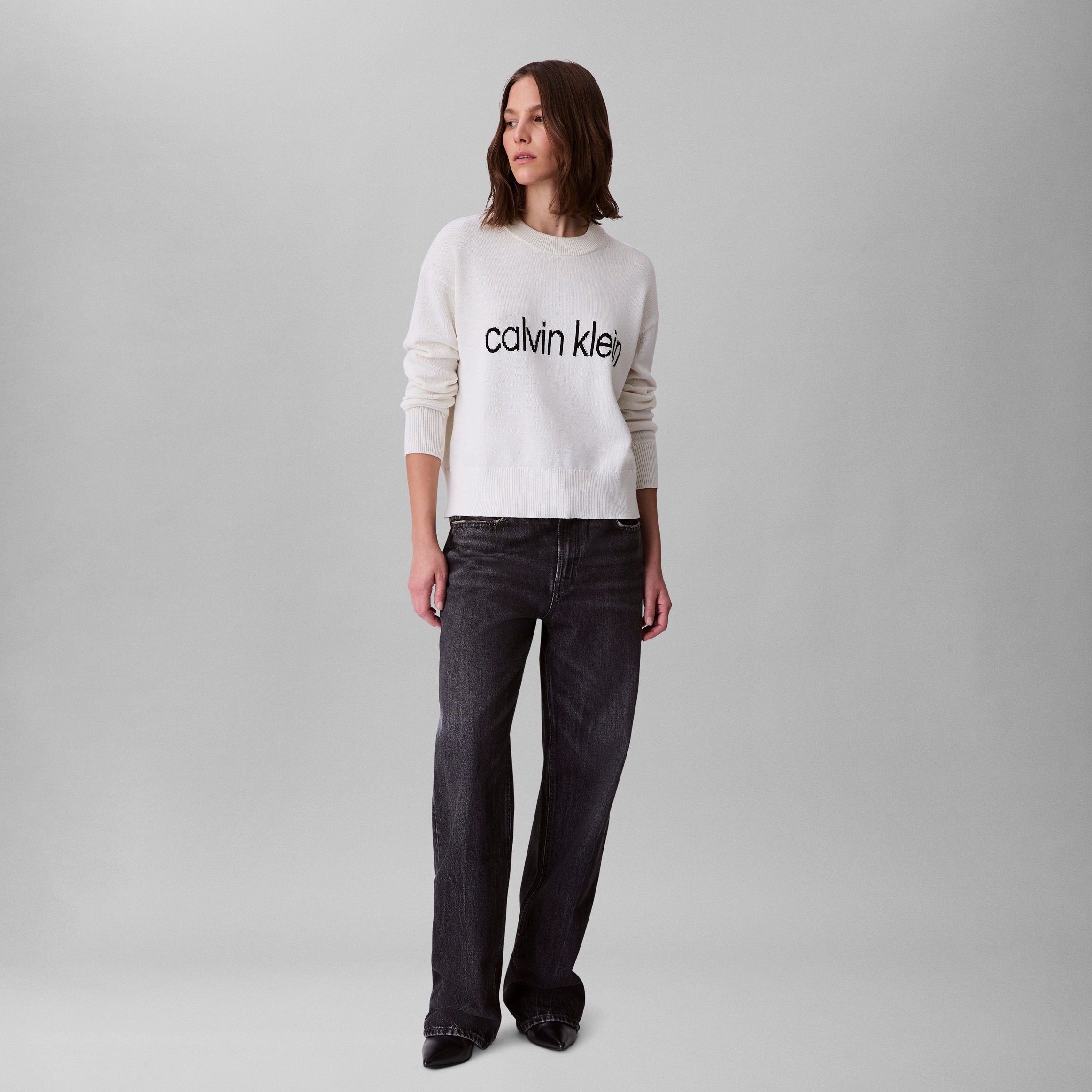 Thumbnail - Calvin Klein Jeans Strickpullover "Cotton Graphic Pullover" Mit Rundhalsausschnitt