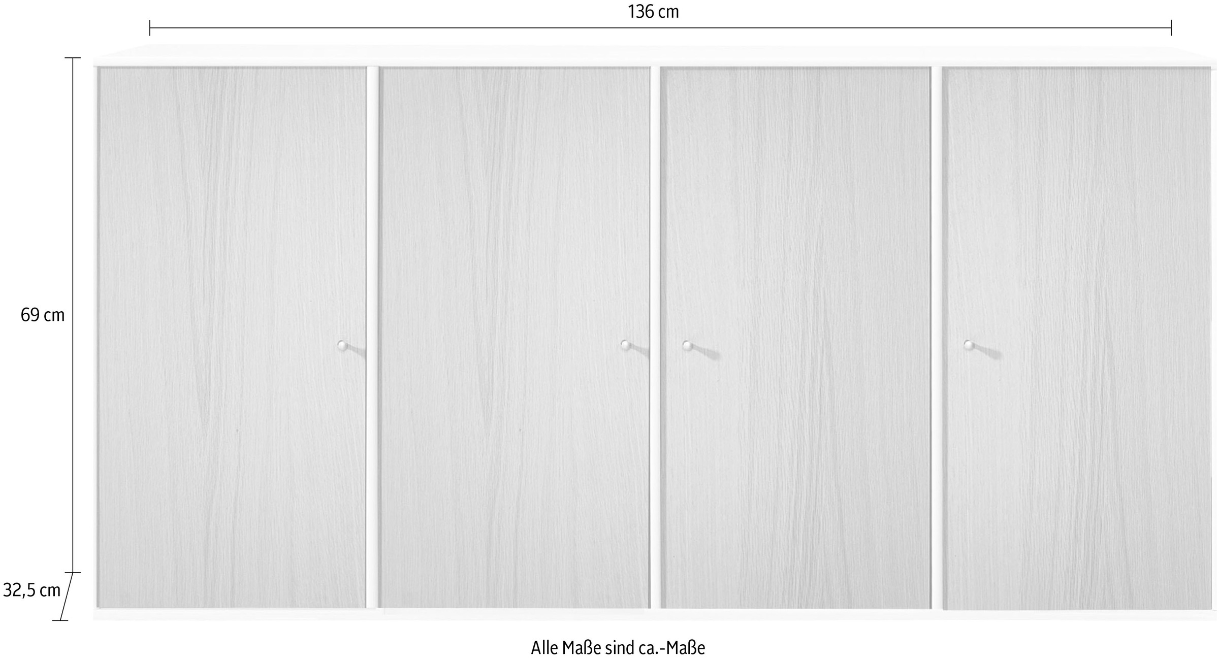 Hammel Furniture Sideboard »Mistral Kubus«, mit vier Türen, Wandmontage/stehend, Breite: 136 cm