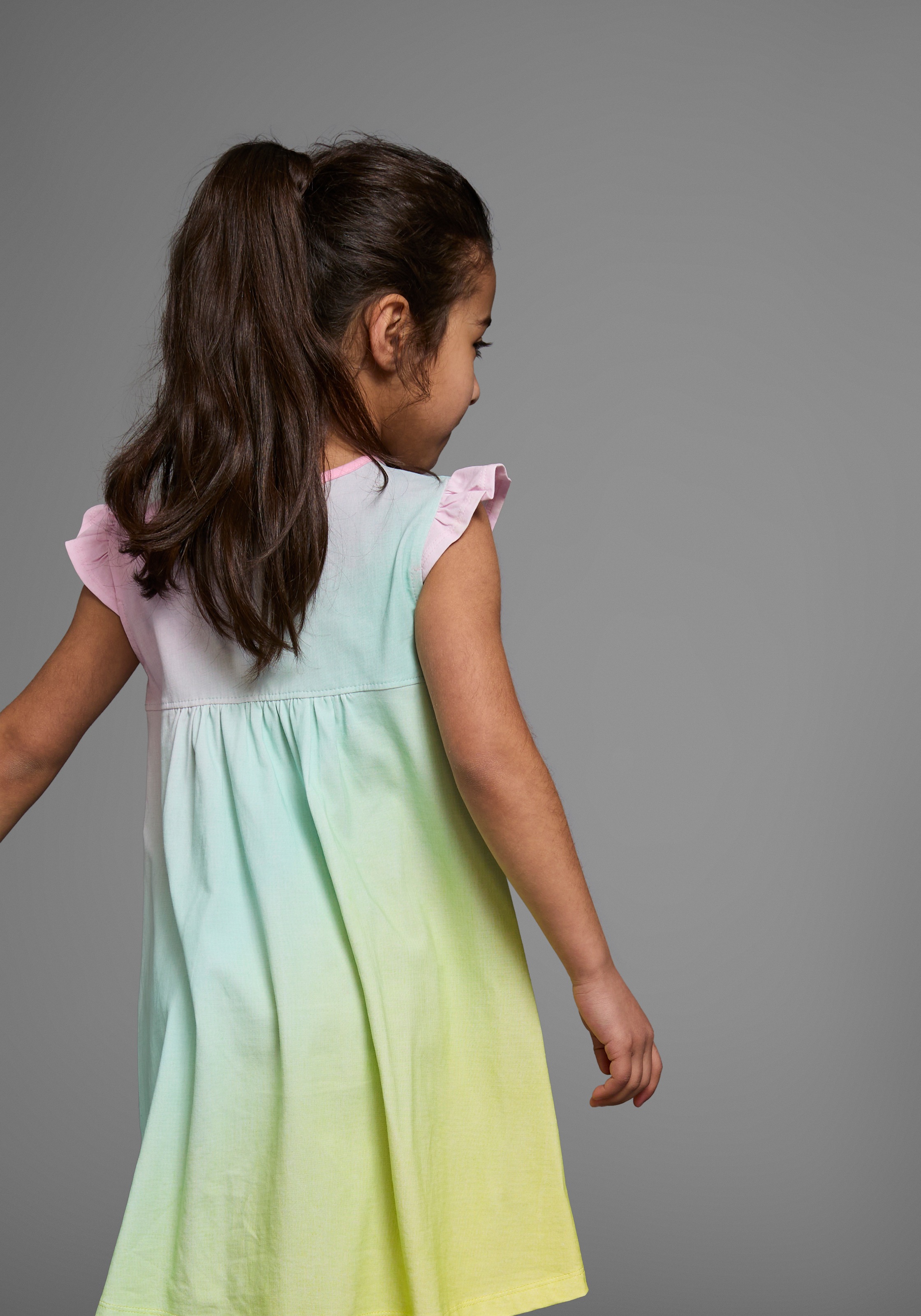Thumbnail - KIDSWORLD Jerseykleid "in Regenbogenfarben" kniefreie Länge, weit ausgestellter Schnitt, aus Baumwolle