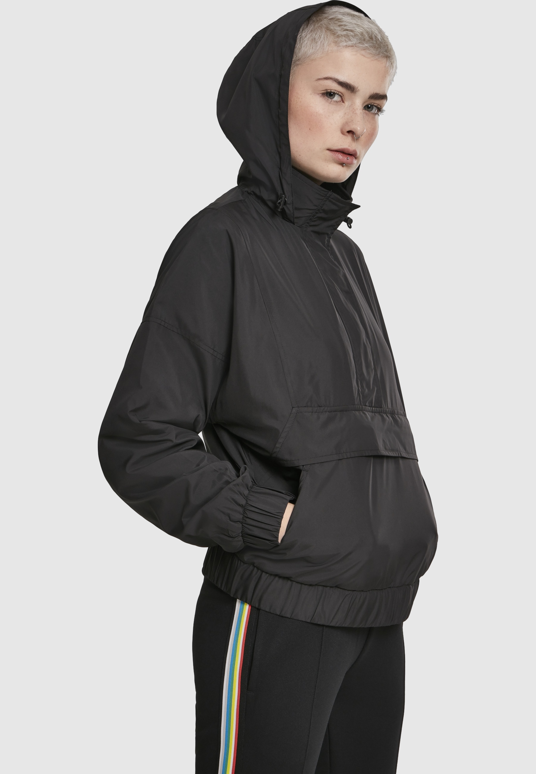 URBAN CLASSICS Langmantel »Urban Classics Damen Ladies Panel Pull Over Jacket«