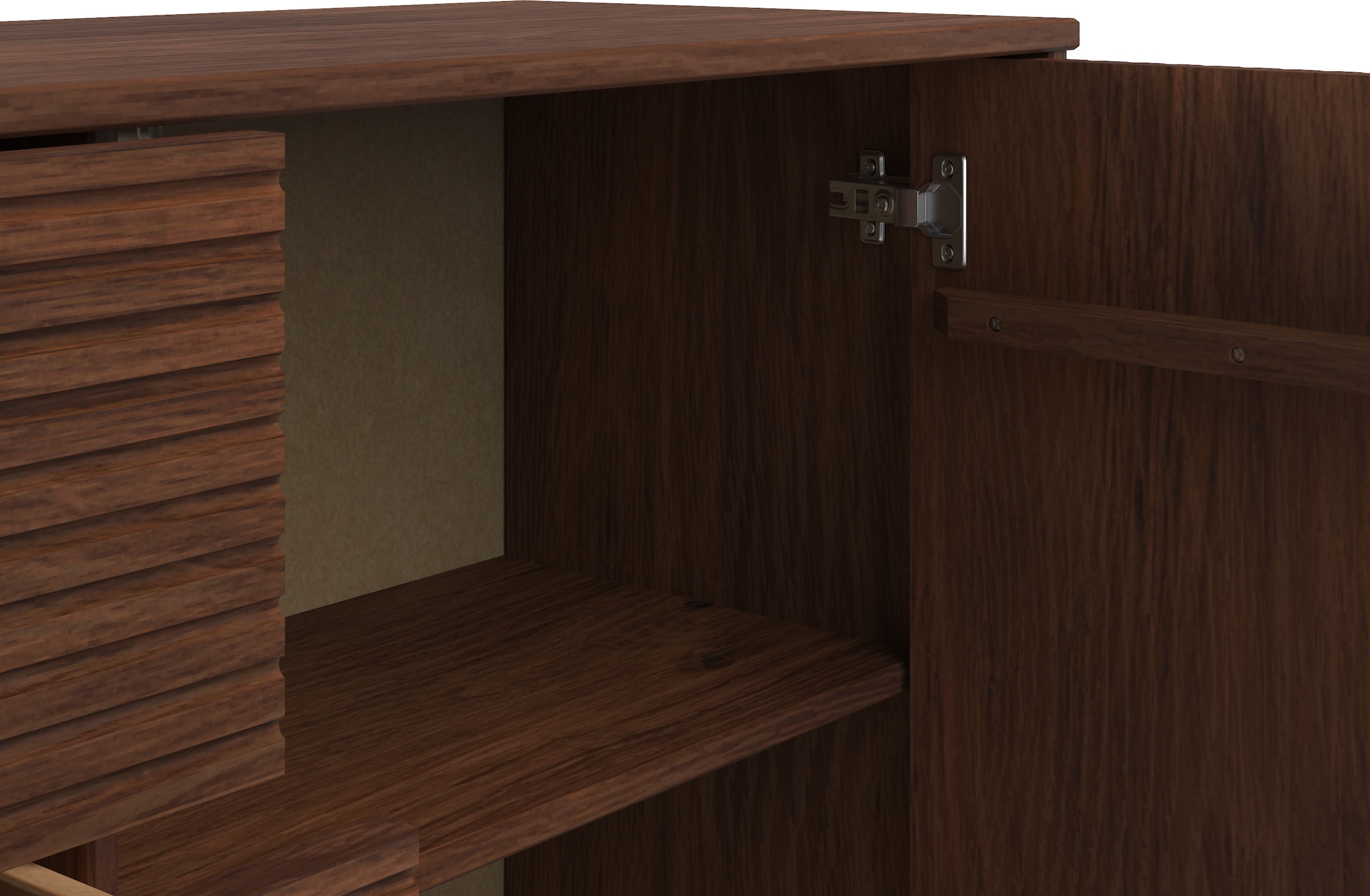INOSIGN Sideboard »Malmedy Front mit gefrästen Rillen«, Kommode aus massivem Kiefernholz, Push-to-open, Breite 160 cm