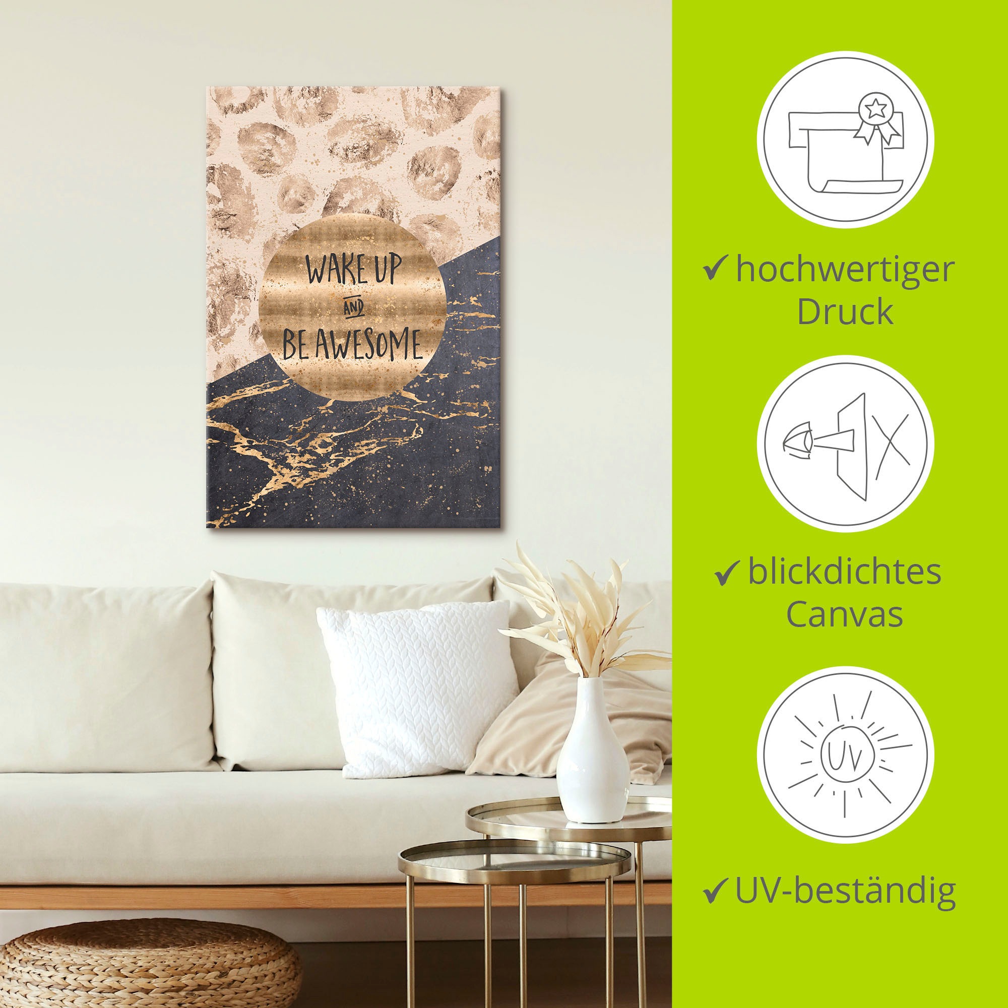 Artland Wandbild »Steh auf und sei großartig«, Sprüche & Texte, (1 St.), als Leinwandbild, Poster, Wandaufkleber in verschied. Größen