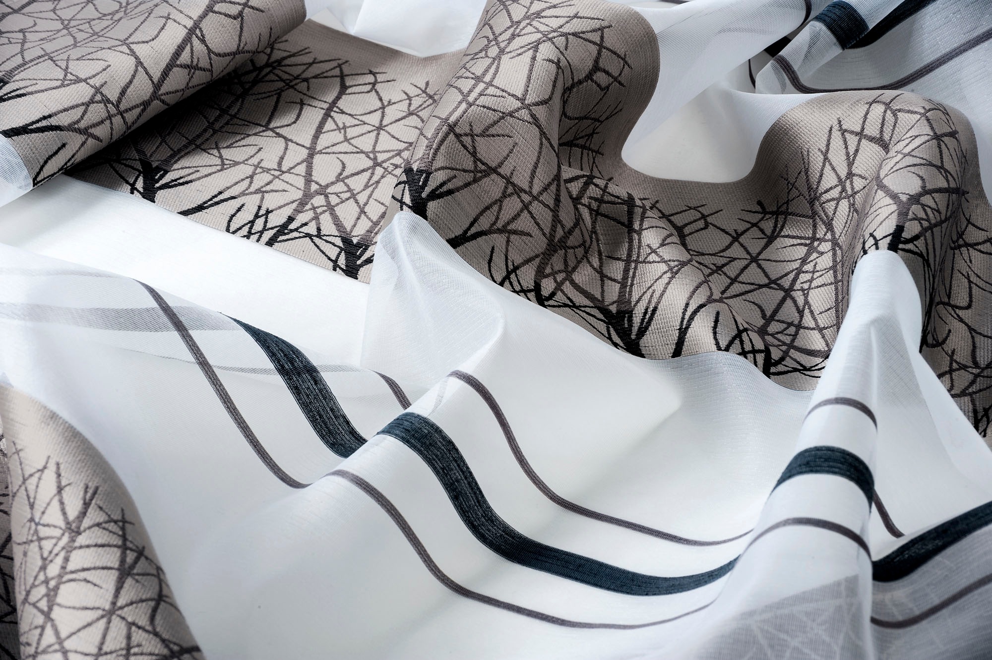 Thumbnail - decolife Gardine "Anouk" Ösen 1 Stk. tlg. Ösenschal mit farbigen Querstreifen