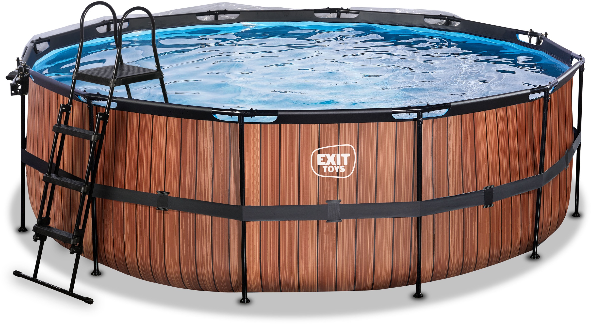 EXIT Framepool »Wood Pool øxH: 427x122cm«, mit Sandfilterpumpe und Abdeckung, braun