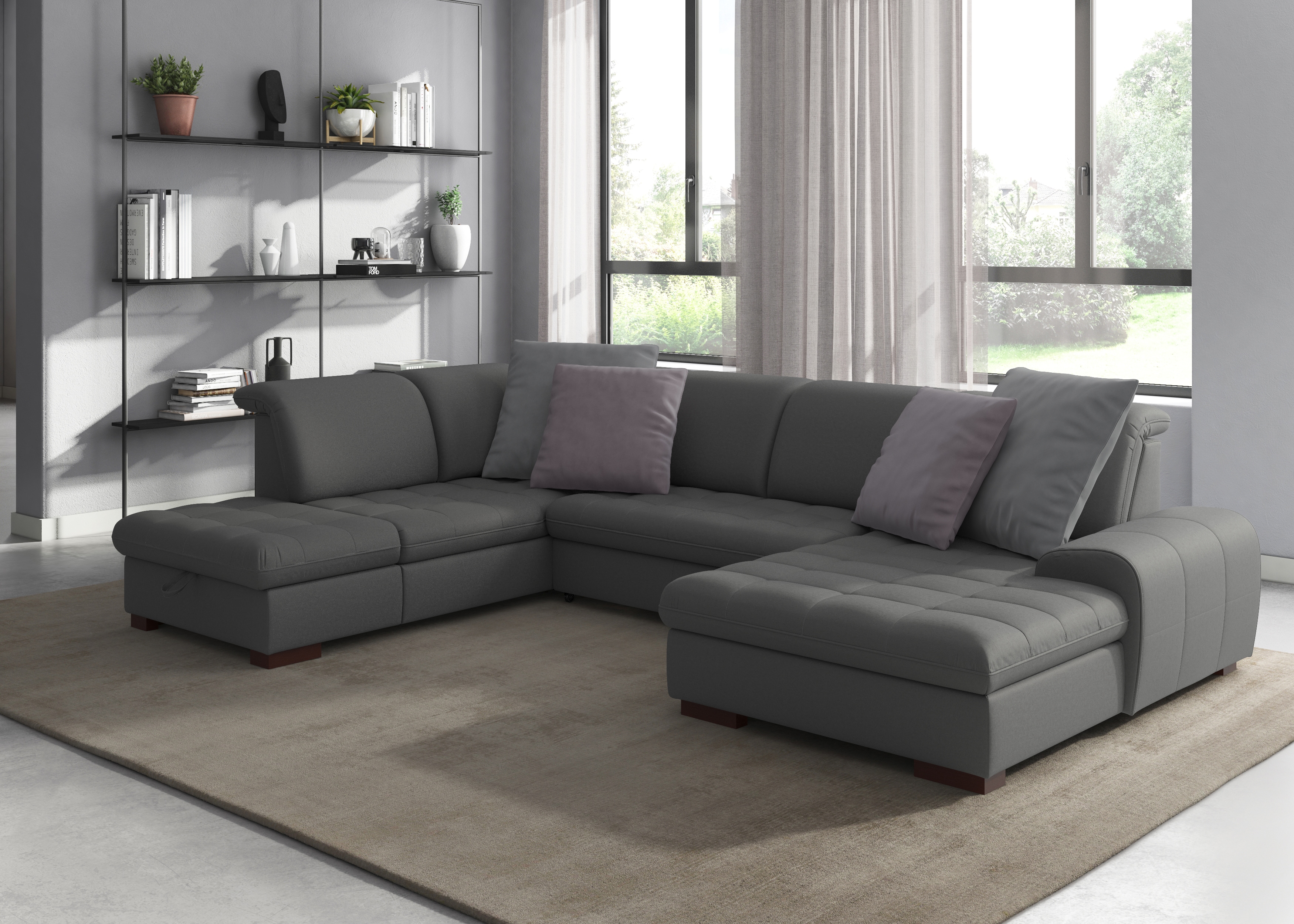 sit&more Wohnlandschaft "Luxor U-Form" wahlweise mit Schlaffunktion, Bettkasten und Kopfteilverstellung