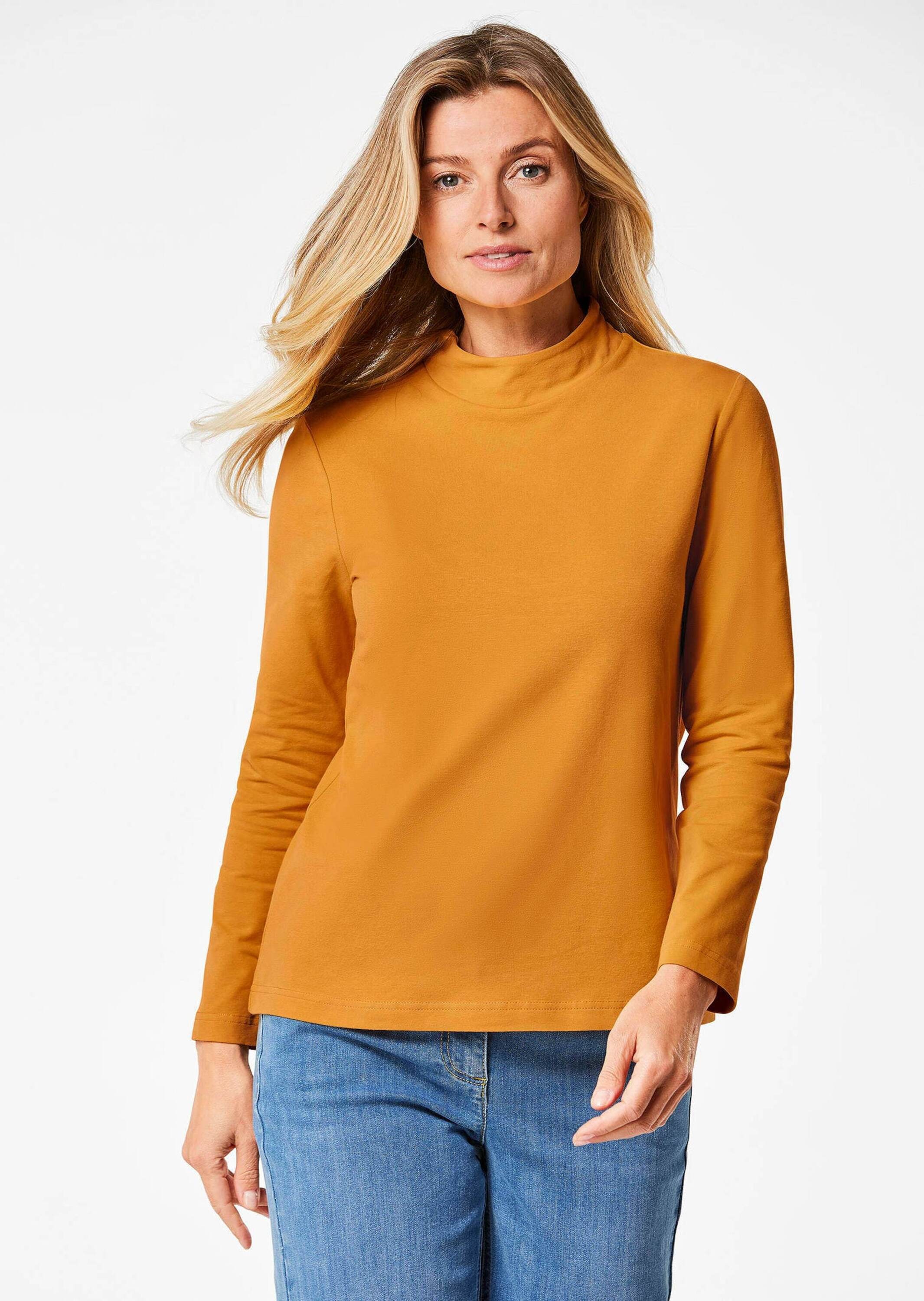 GOLDNER Longpullover "Kurzgröße Stehkragenshirt mit Langarm" günstig online kaufen