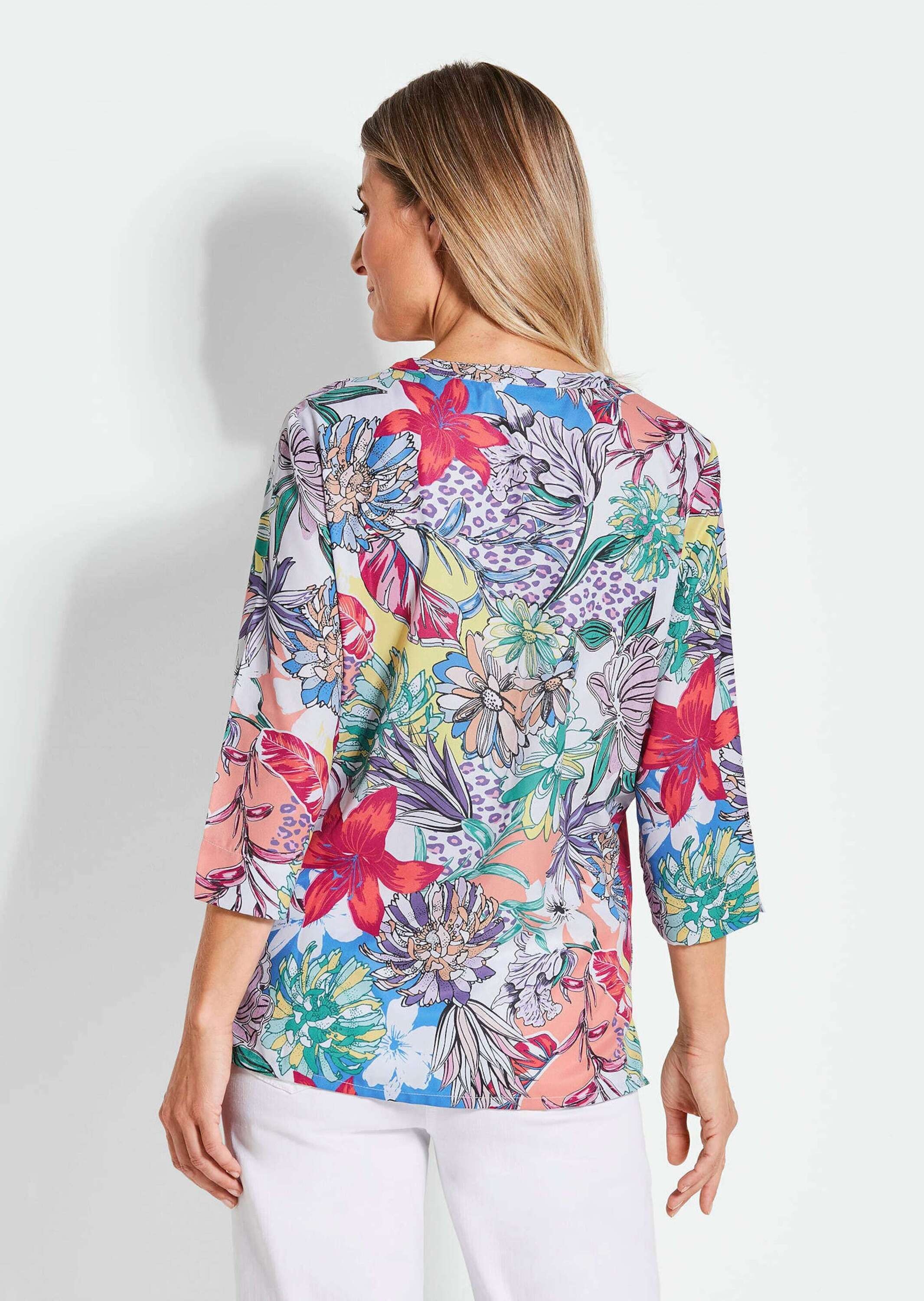 GOLDNER Druckbluse »Bluse Farbbrillante Druckbluse mit liebevollen Details«