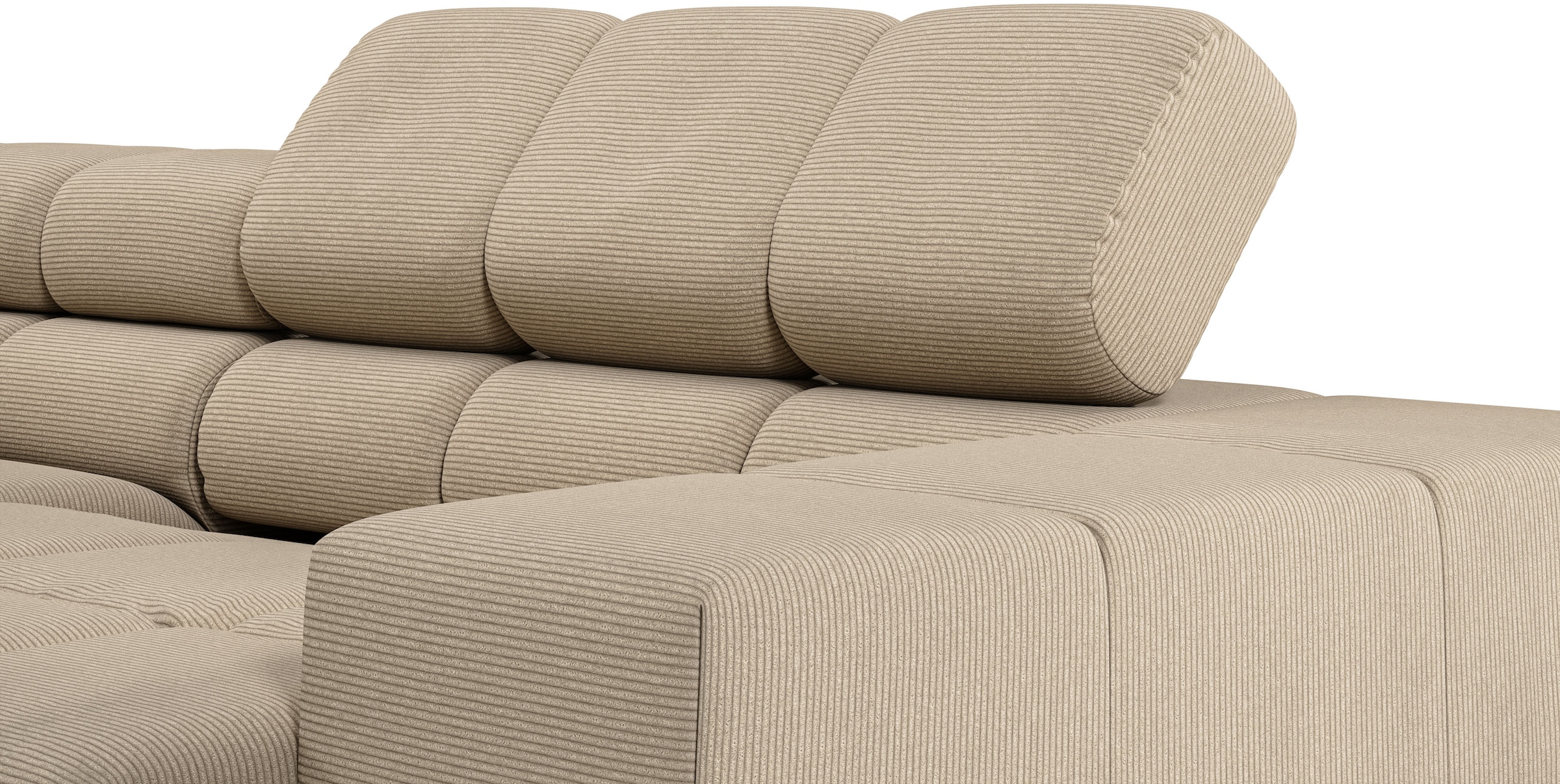 INOSIGN Ecksofa »Ancona, incl. Kopfteilverstellung + 3 Zierkissen, L-Form, bequem«, wahlweise motorische Sitztiefenverstellung, B/T(H: 249/215/70 cm