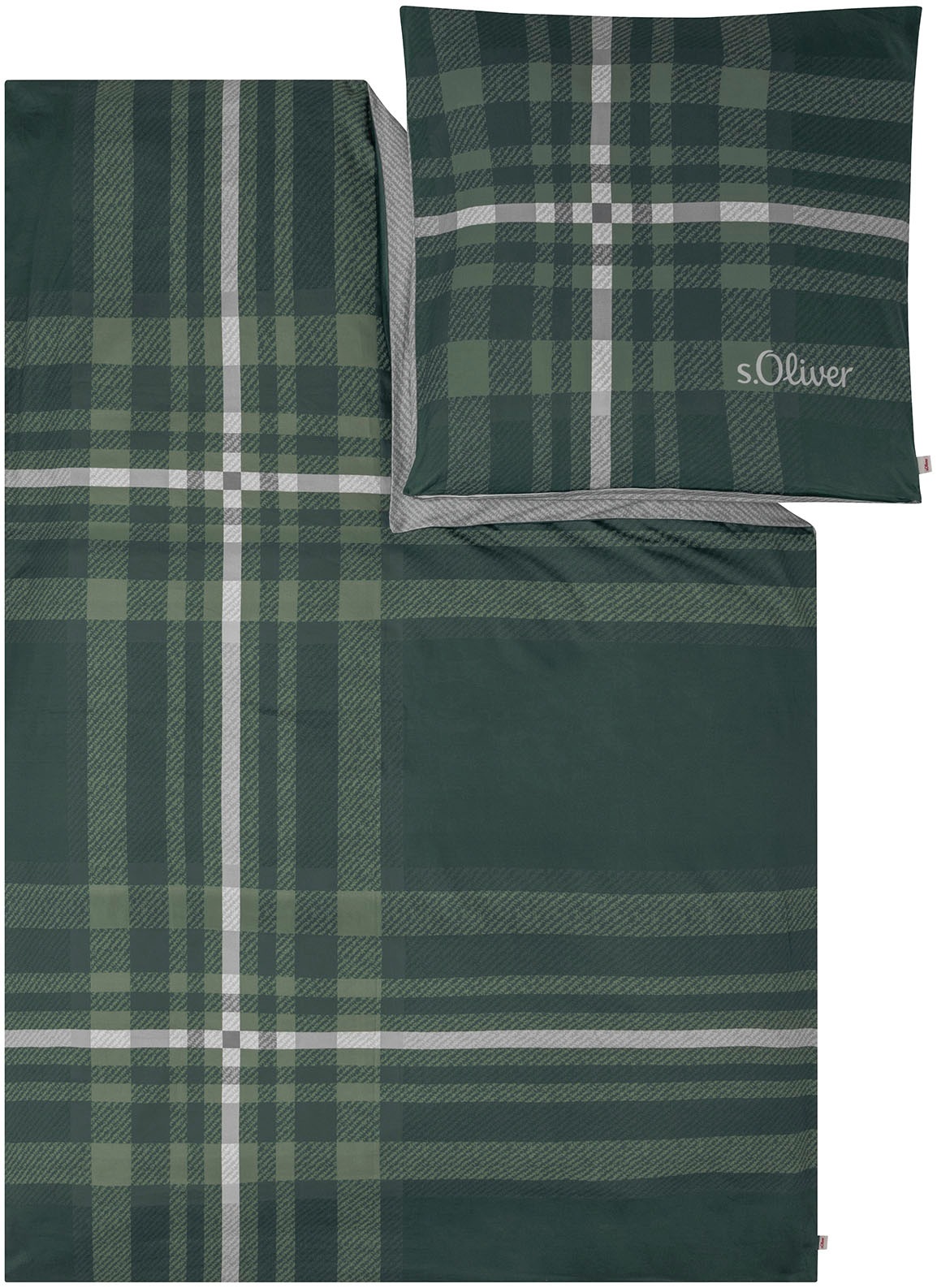 s.Oliver Bettwäsche "Satinbettwäsche s.Oliver" 2 Stk. mit elegantem Karo-Muster