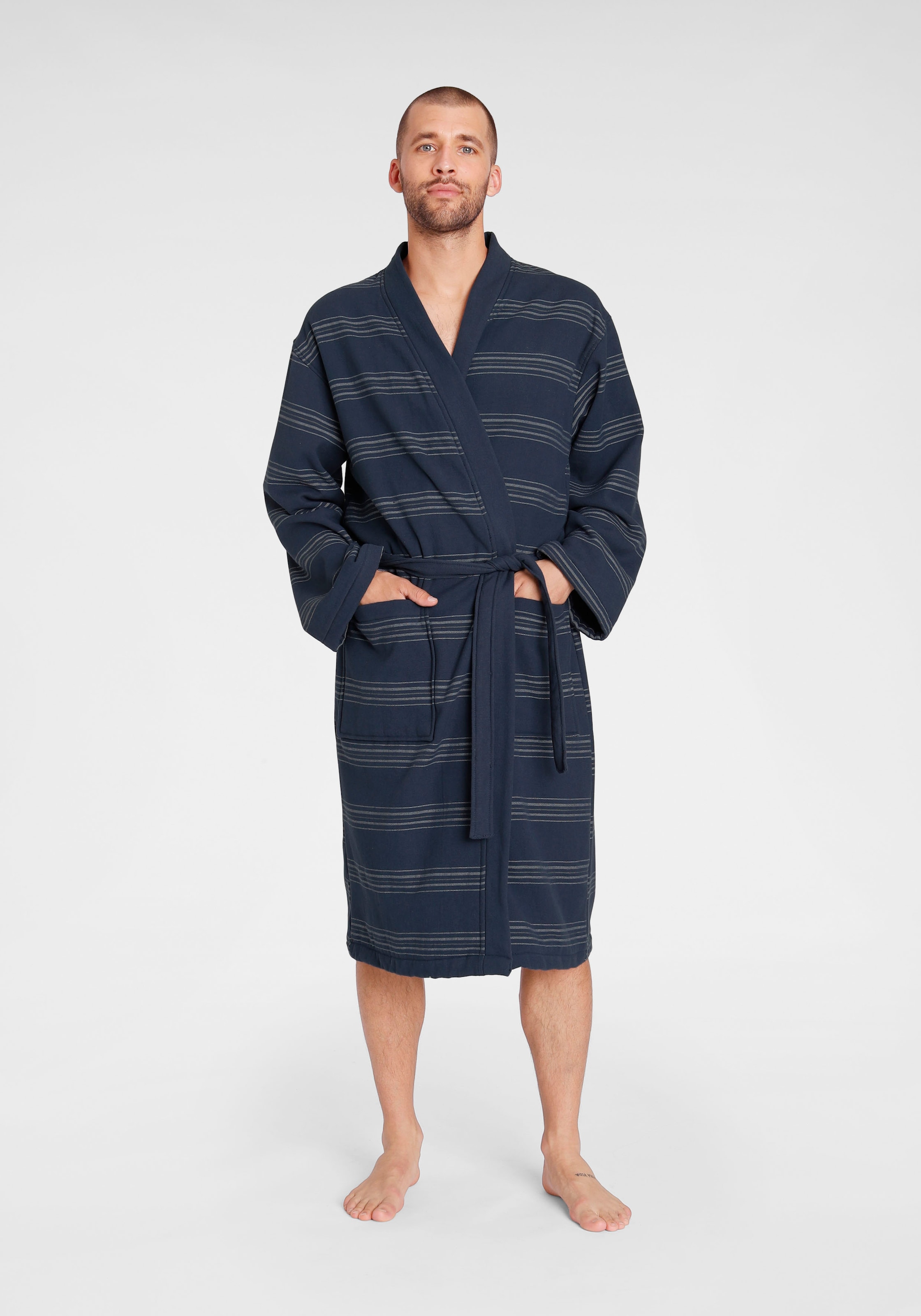 TOM TAILOR HOME Unisex-Bademantel »Wellness Kimono«, (1 St.), für Damen &  Herren, im Kimono-Style, gestreift | BAUR