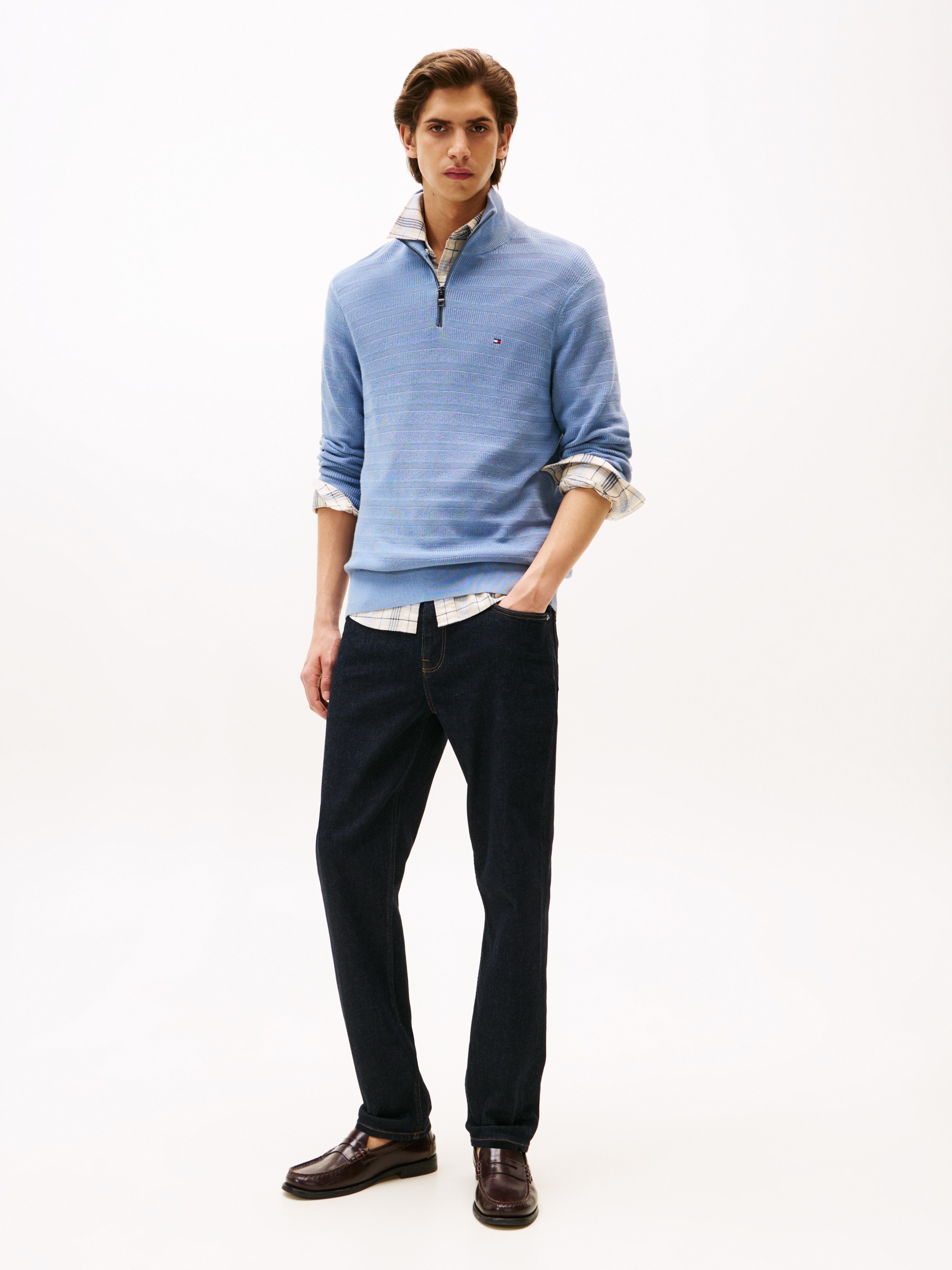 Tommy Hilfiger Troyer "STRIPE STRUCTURE ZIP MOCK", mit modischer Struktur günstig online kaufen