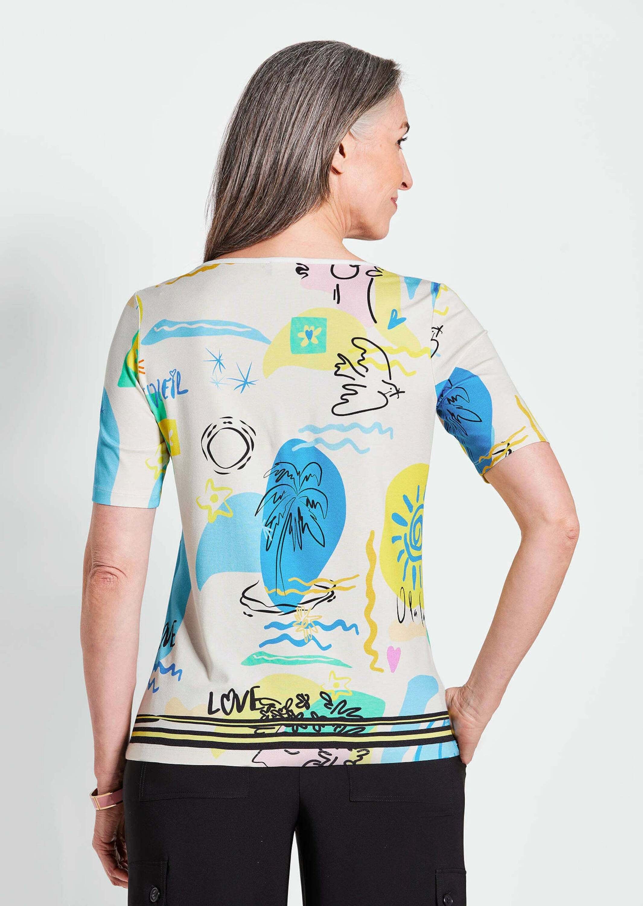 GOLDNER Kurzarmshirt »Kurzgröße Blusenshirt mit Allover-Design«