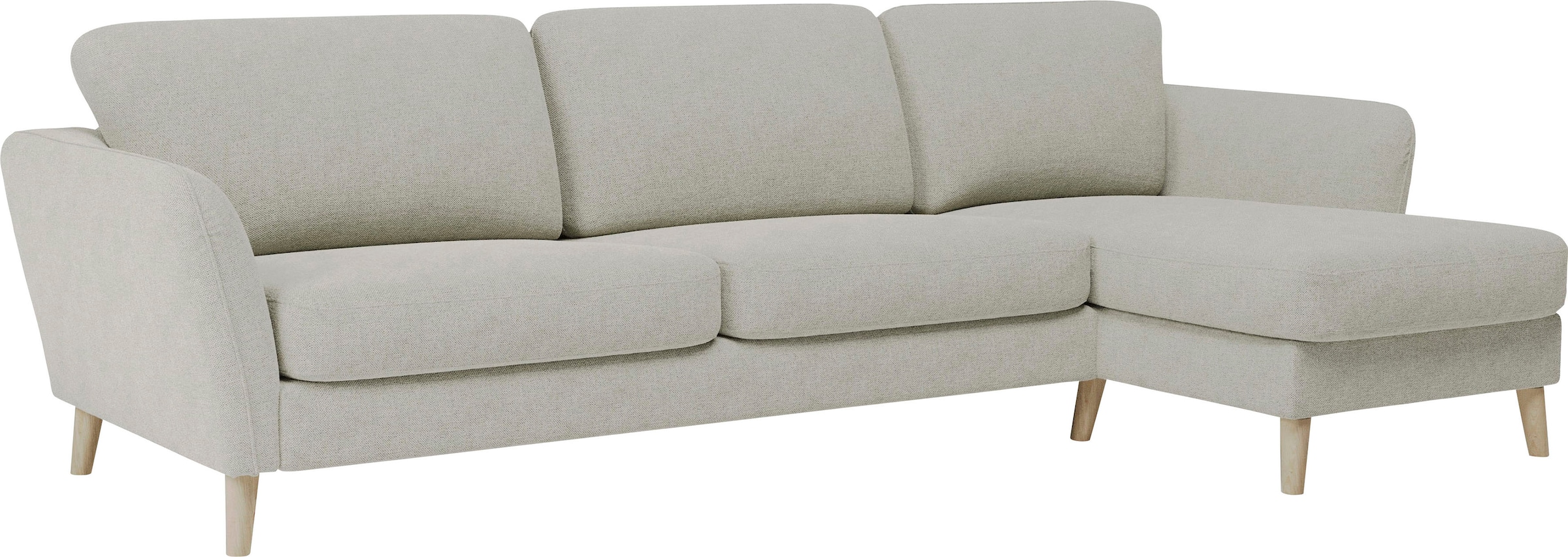 Home affaire Ecksofa »MARSEILLE (279/152cm),L-Form, Rec. rechts/links, verschiedene Bezüge«, Massivholzbeine Eiche, Landhausstil, Wellenunterfederung